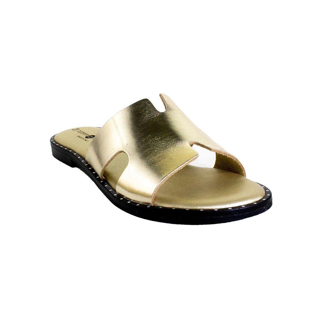 Sandalia liso plana Oro-1