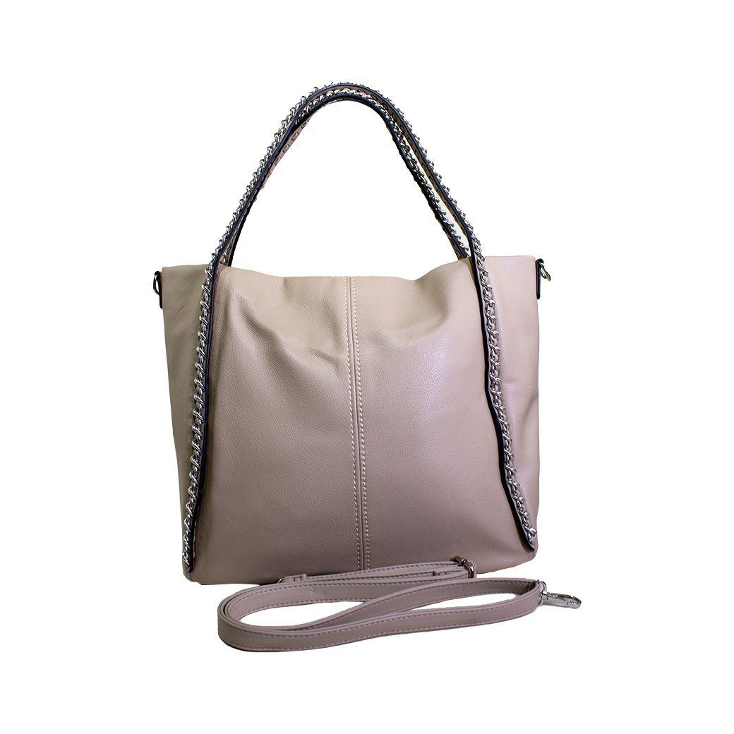 Cartera con full y cadena Taupe-1