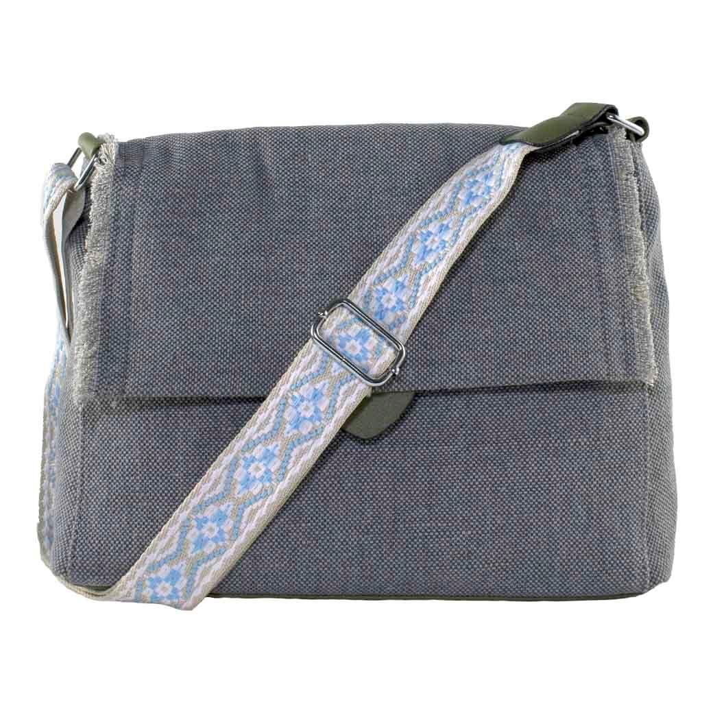 Cartera Lona Flecos Gris-0