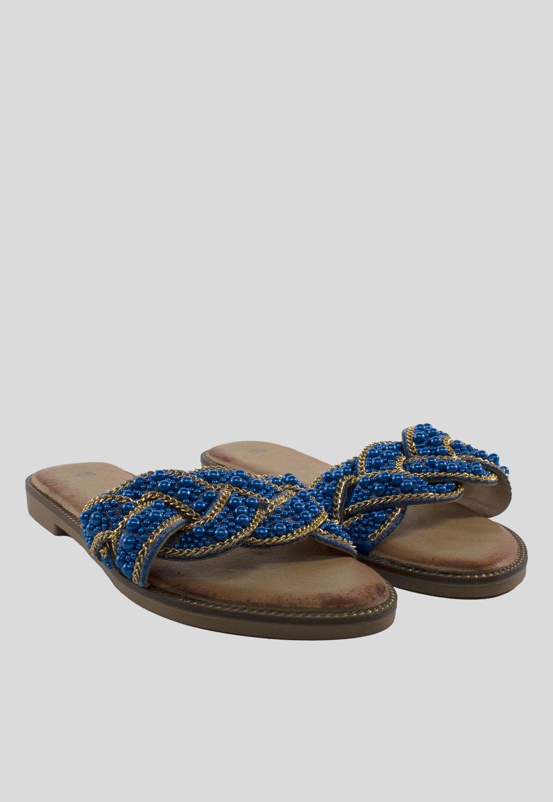 Sandalia Baja Entrelazada Azul-3