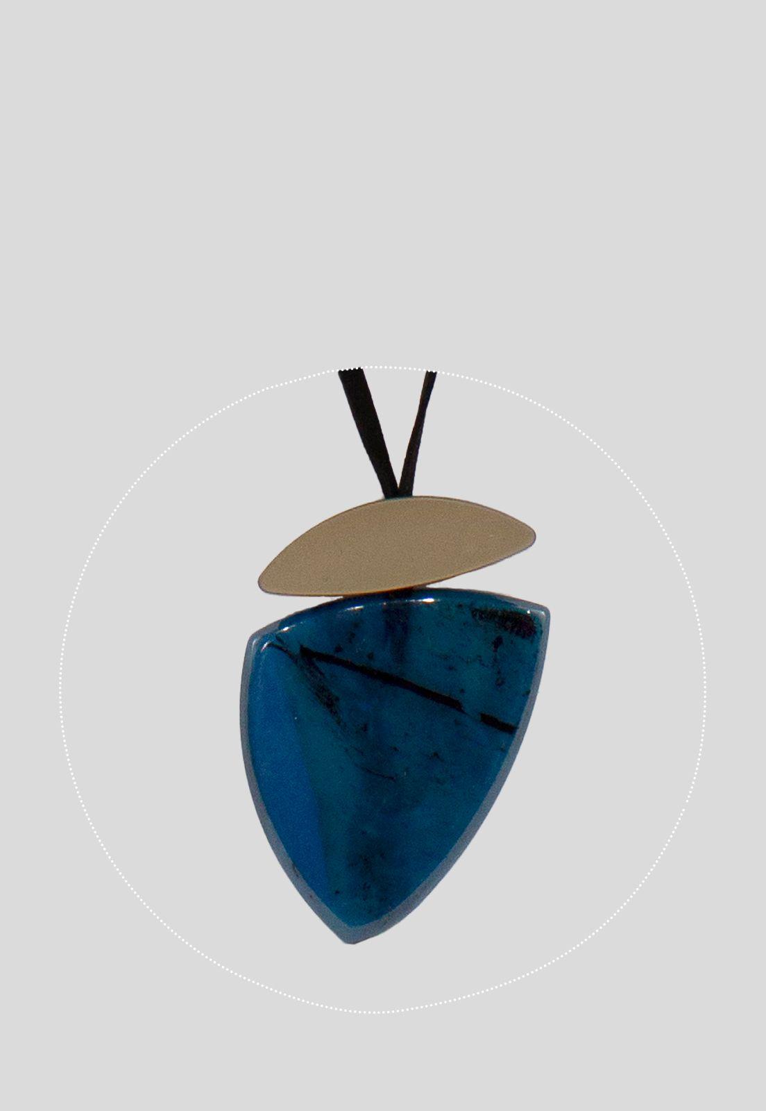 Collar Placa Semi Triangulos Azul-2