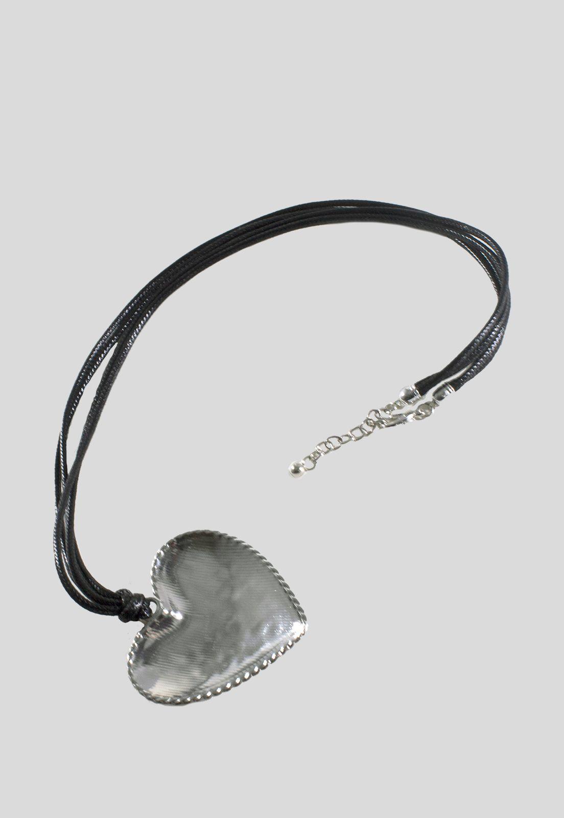 Collar largo corazon metal Plata-2