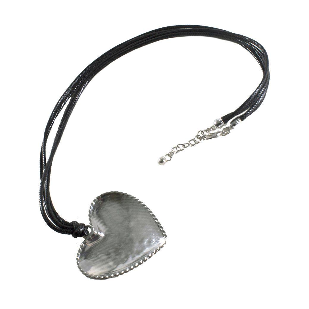 Collar largo corazon metal Plata-2