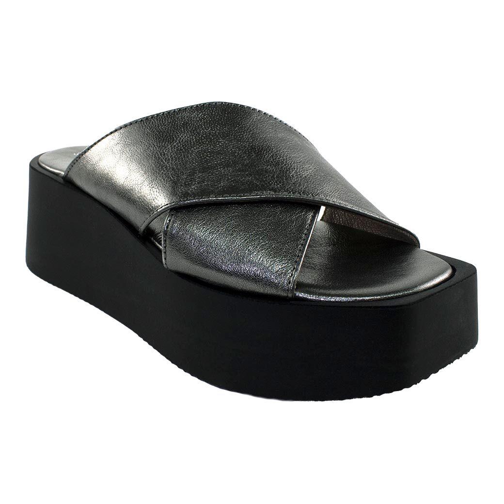 Sandalia Cuero Plataforma Cruzada Asfalto-0