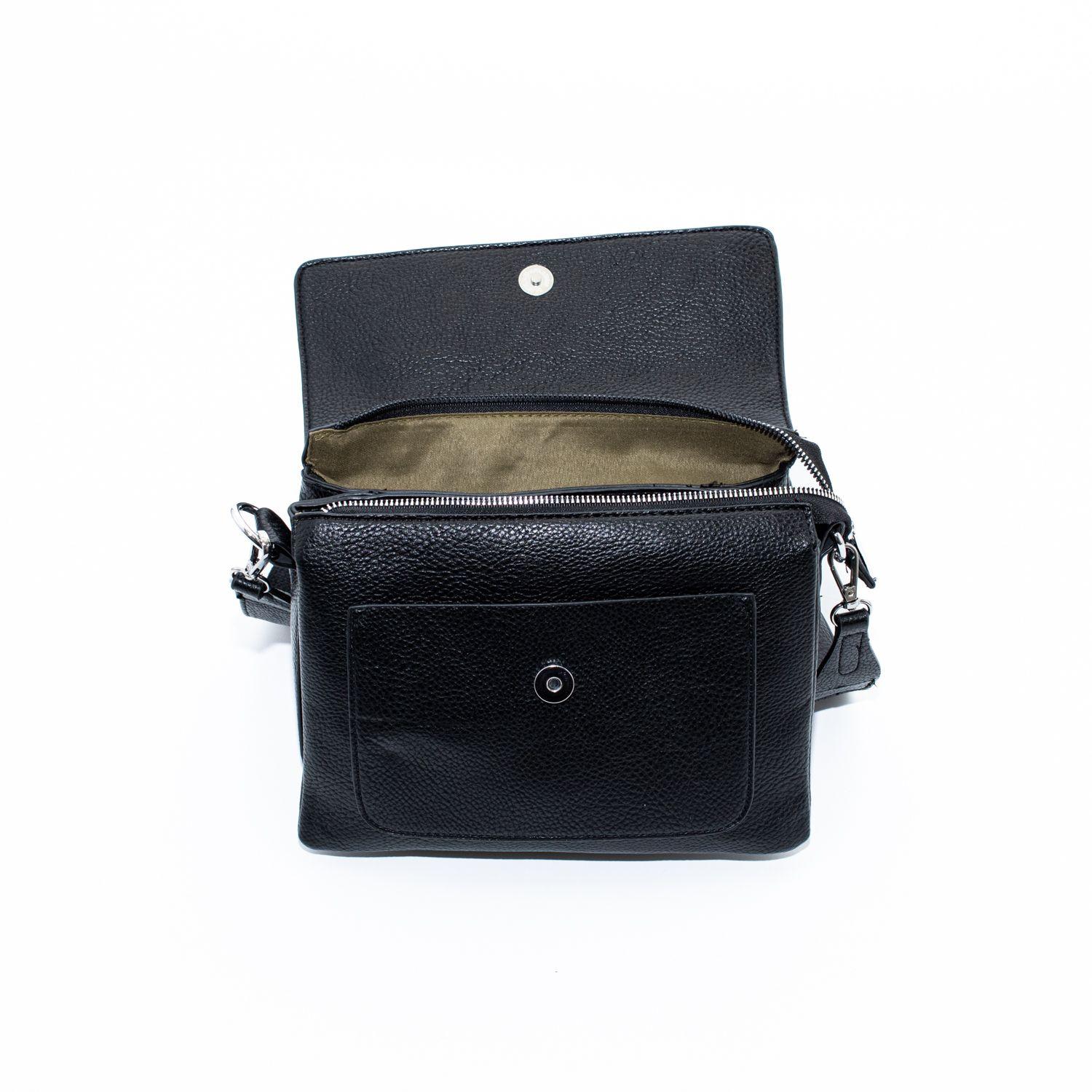 Bandolera c/ tapa y bolsillo Negro-2