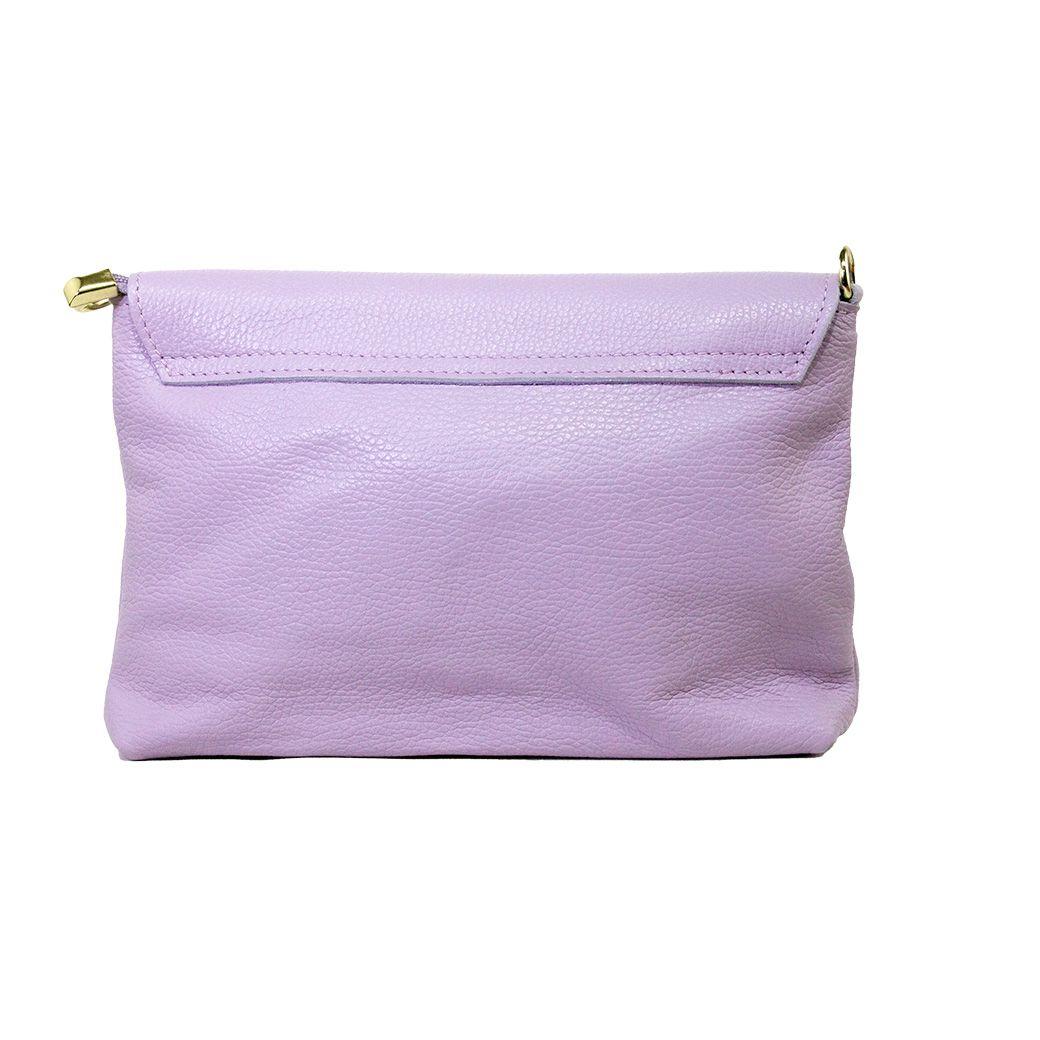 Cartera cuero cerrojo redondo Lila-2