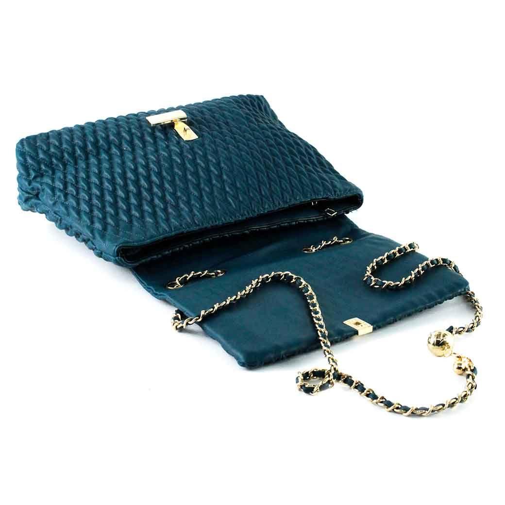 Cartera Ecocuero Acolchada 465 Mujer Petroleo Mailea-3