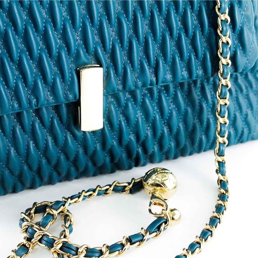Cartera Ecocuero Acolchada 465 Mujer Petroleo Mailea-4