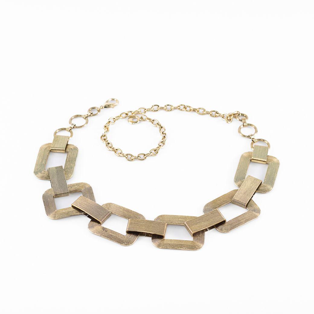 Cinturón Cadena Metal Cuadrado Mujer Dorado Mailea-0