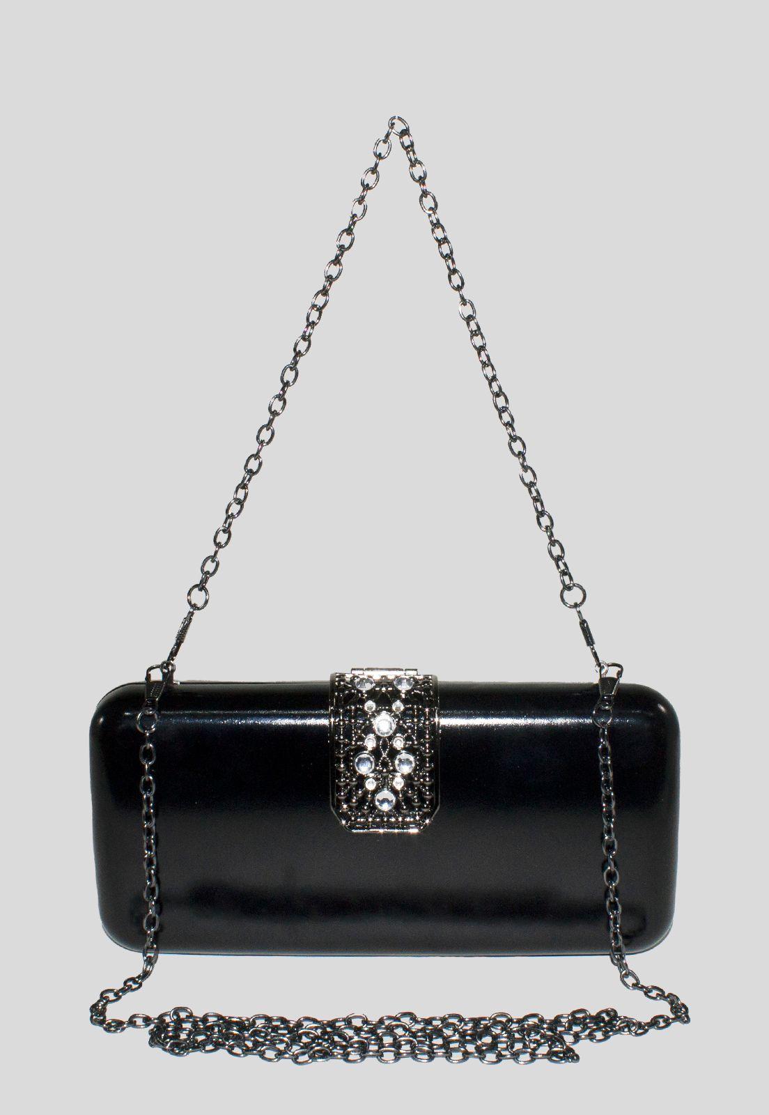 Cartera Noche Pasador Strass Negro-0