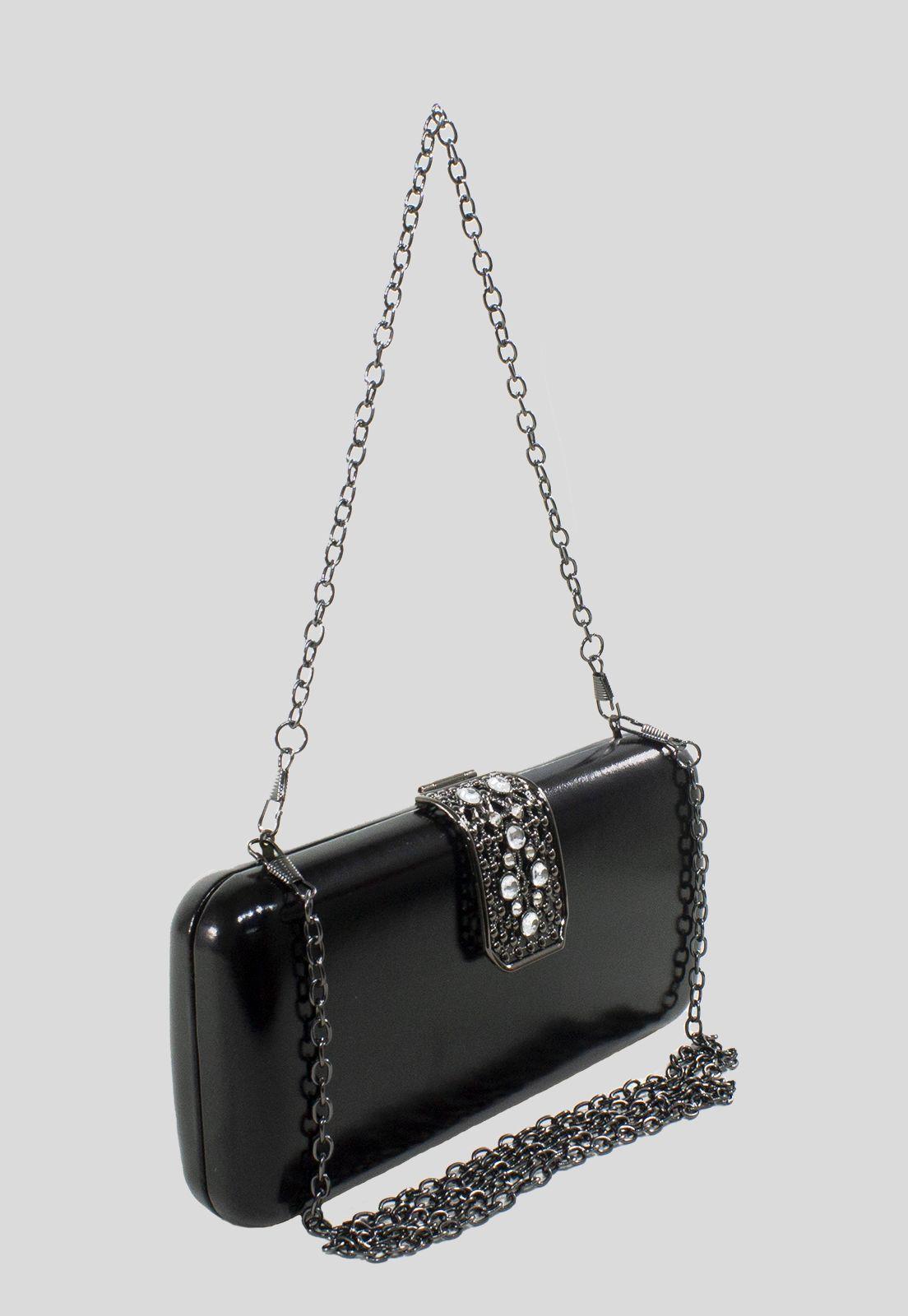Cartera Noche Pasador Strass Negro-1