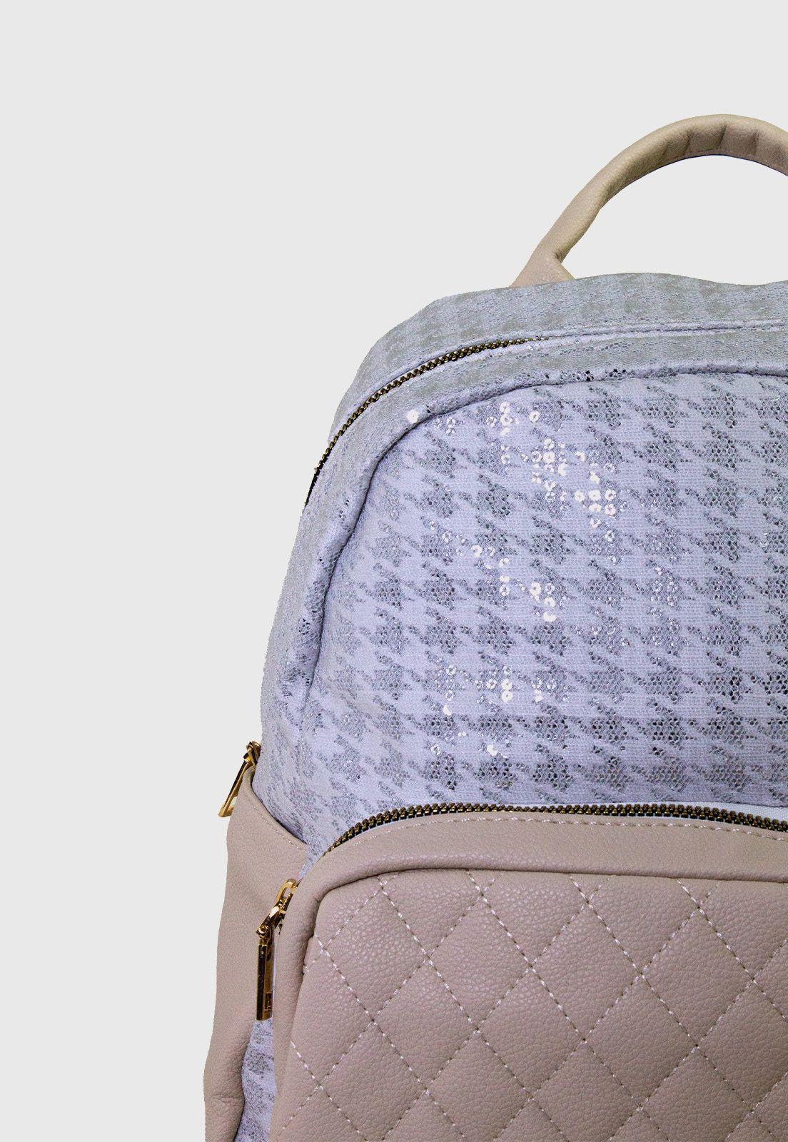 Mochila con bolsillo acolchado Beige-2