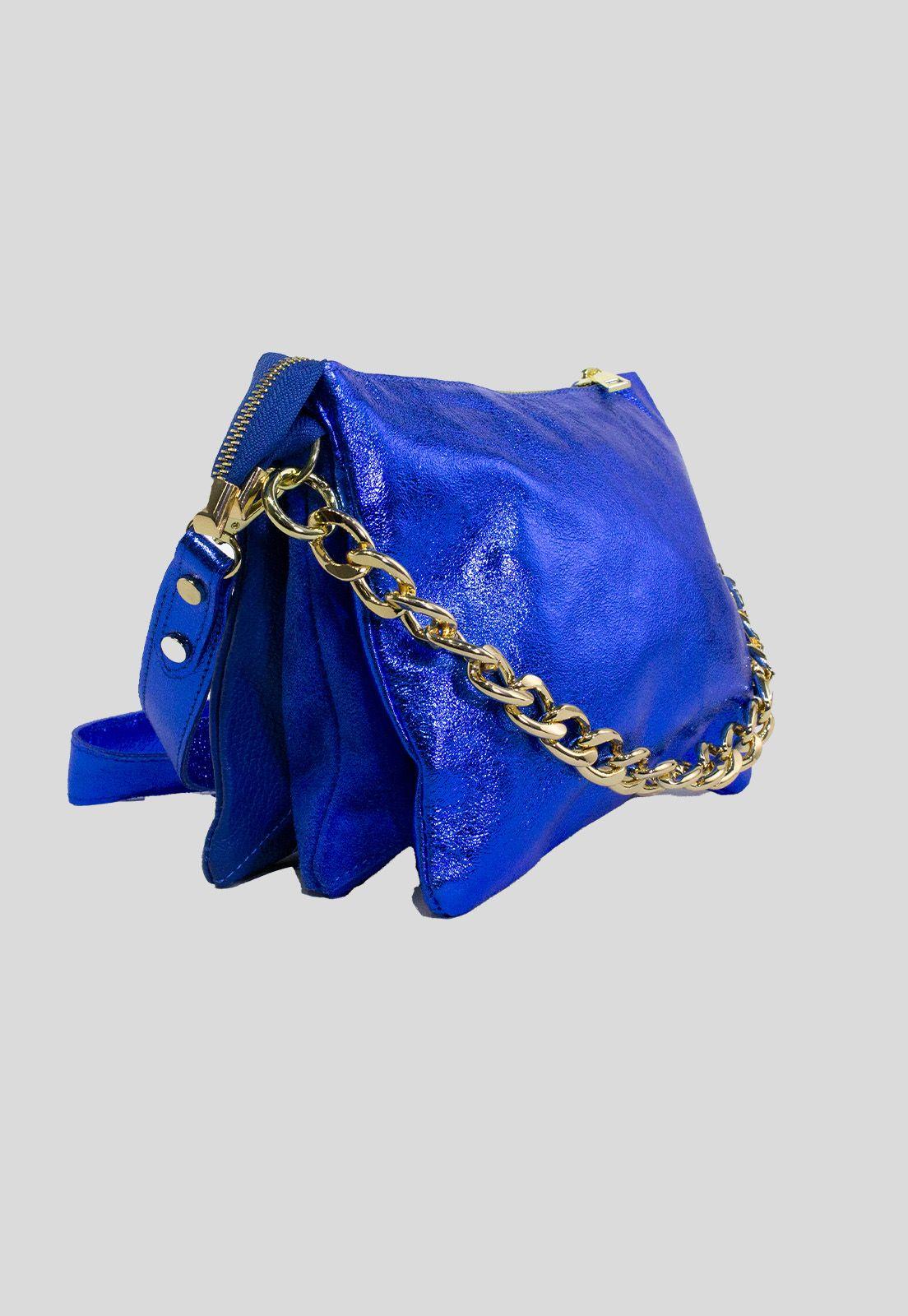 Cartera cuero 3 materiales Azul-1