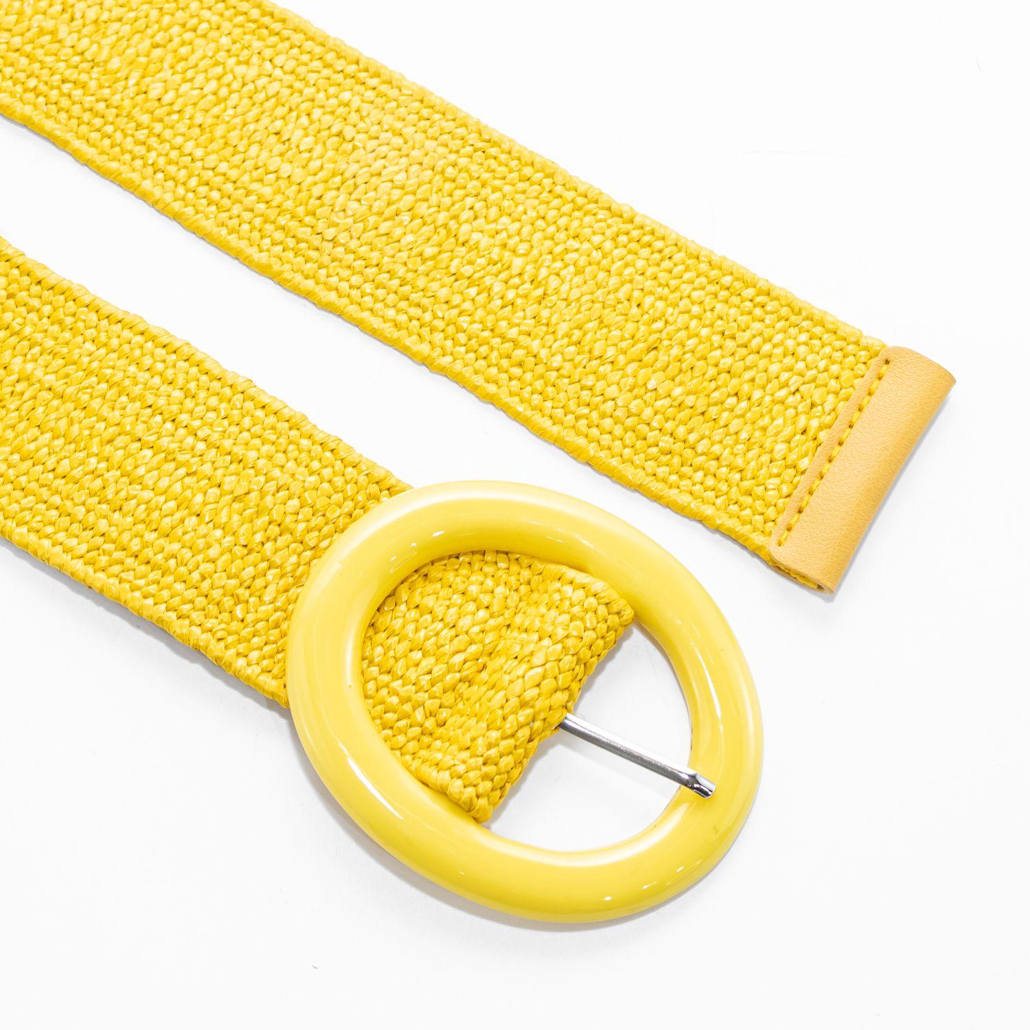 Cinturon Trenzado Hebilla Acrilica Amarillo Mailea-2
