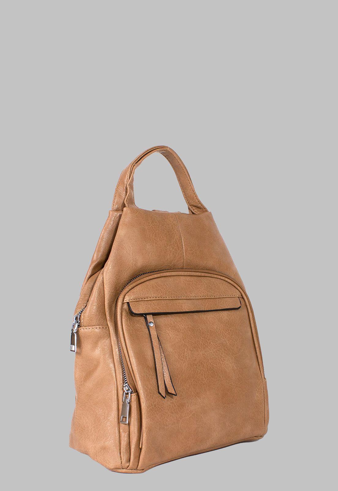 Mochila Mujer Cierre Externo Recto Tostado-1