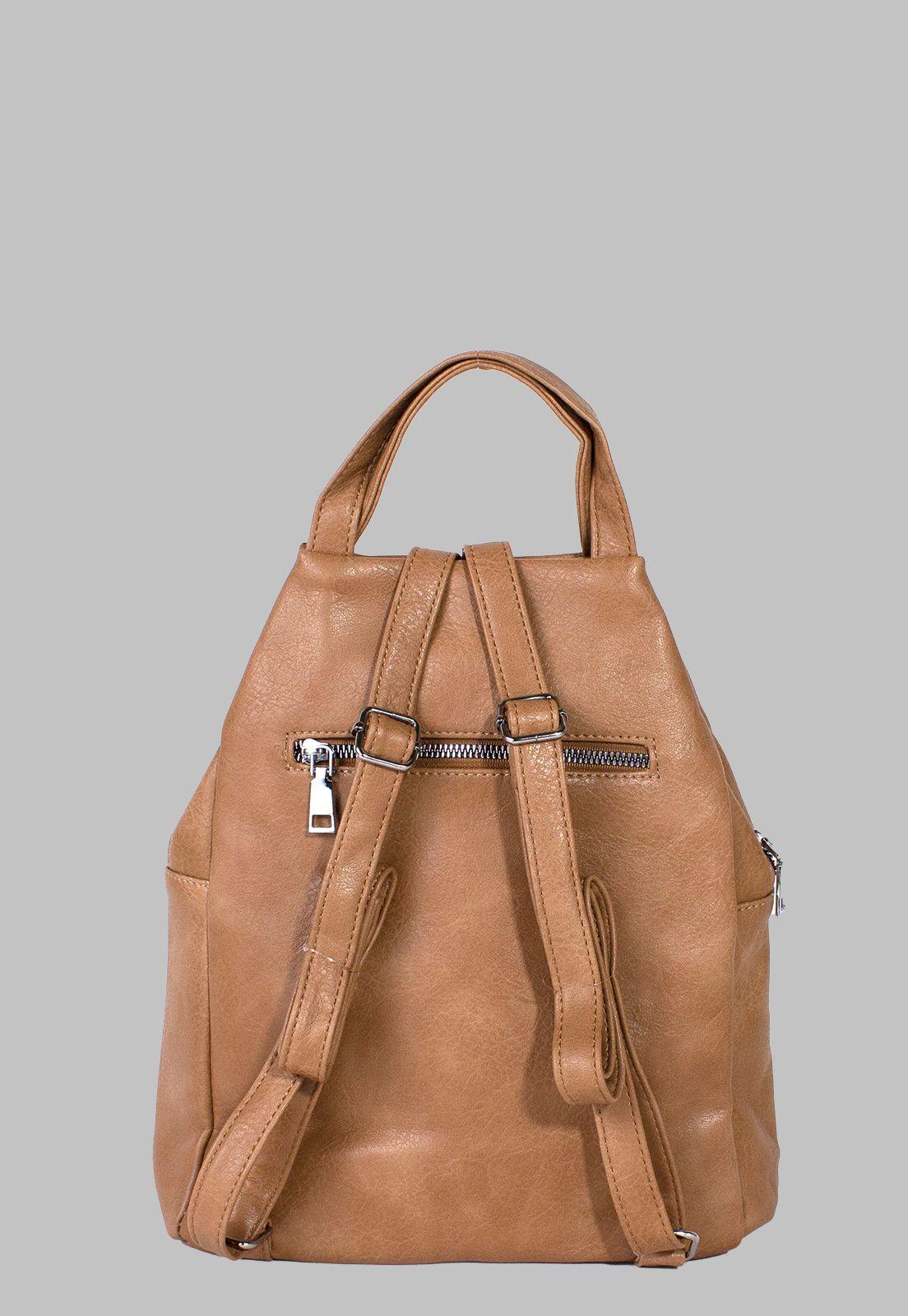 Mochila Mujer Cierre Externo Recto Tostado-2