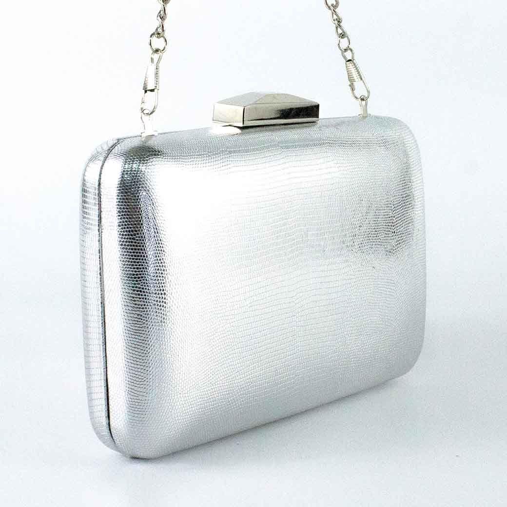 Cartera de Noche Rigida 823 Mujer Plateado Mailea-1