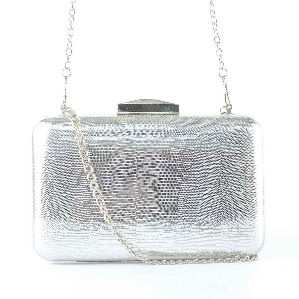 Cartera de Noche Rigida 823 Mujer Plateado Mailea-3