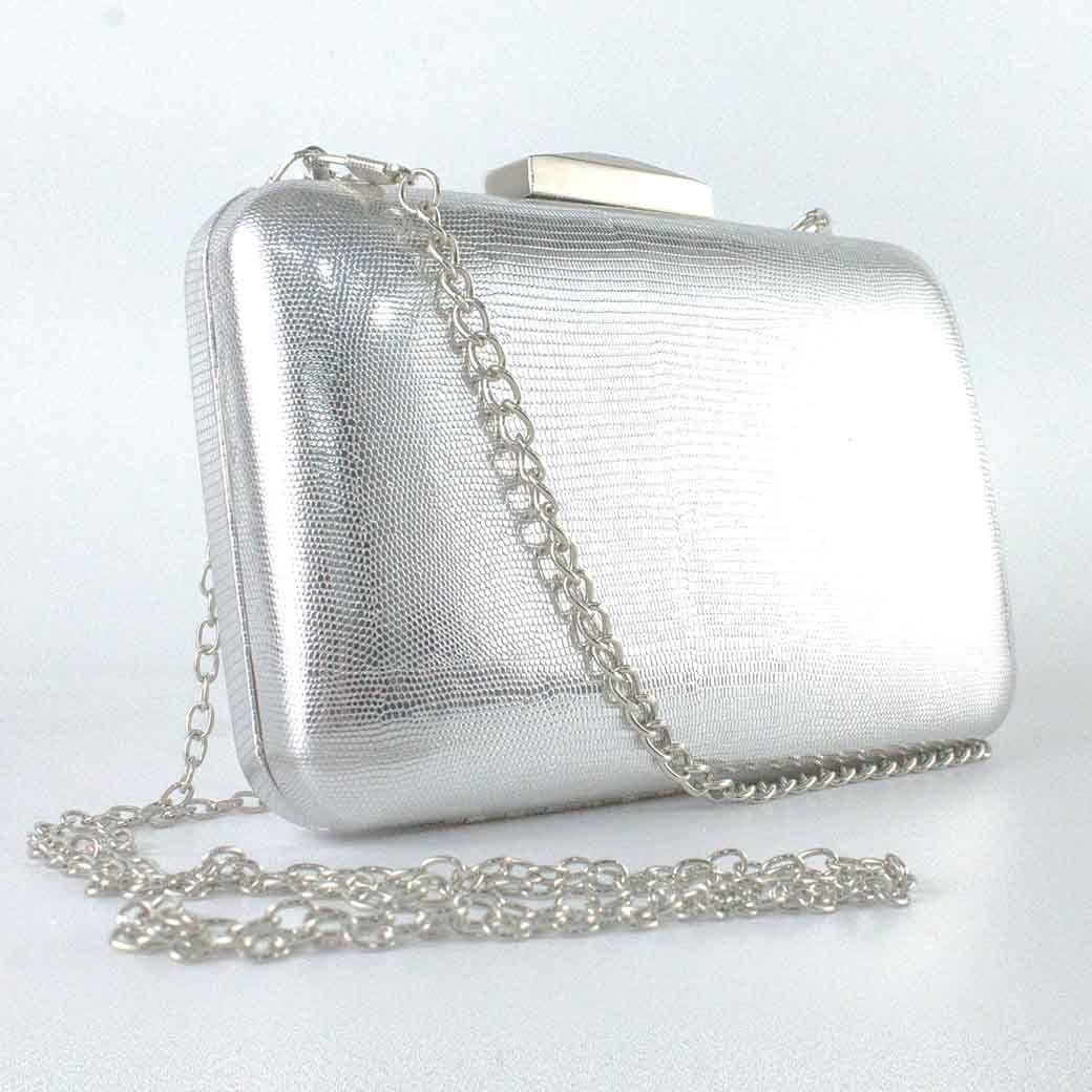 Cartera de Noche Rigida 823 Mujer Plateado Mailea-4