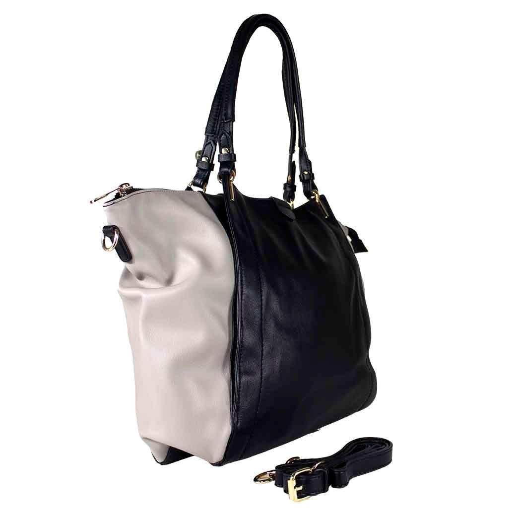 Cartera Trapecio Bimaterial Negro-1