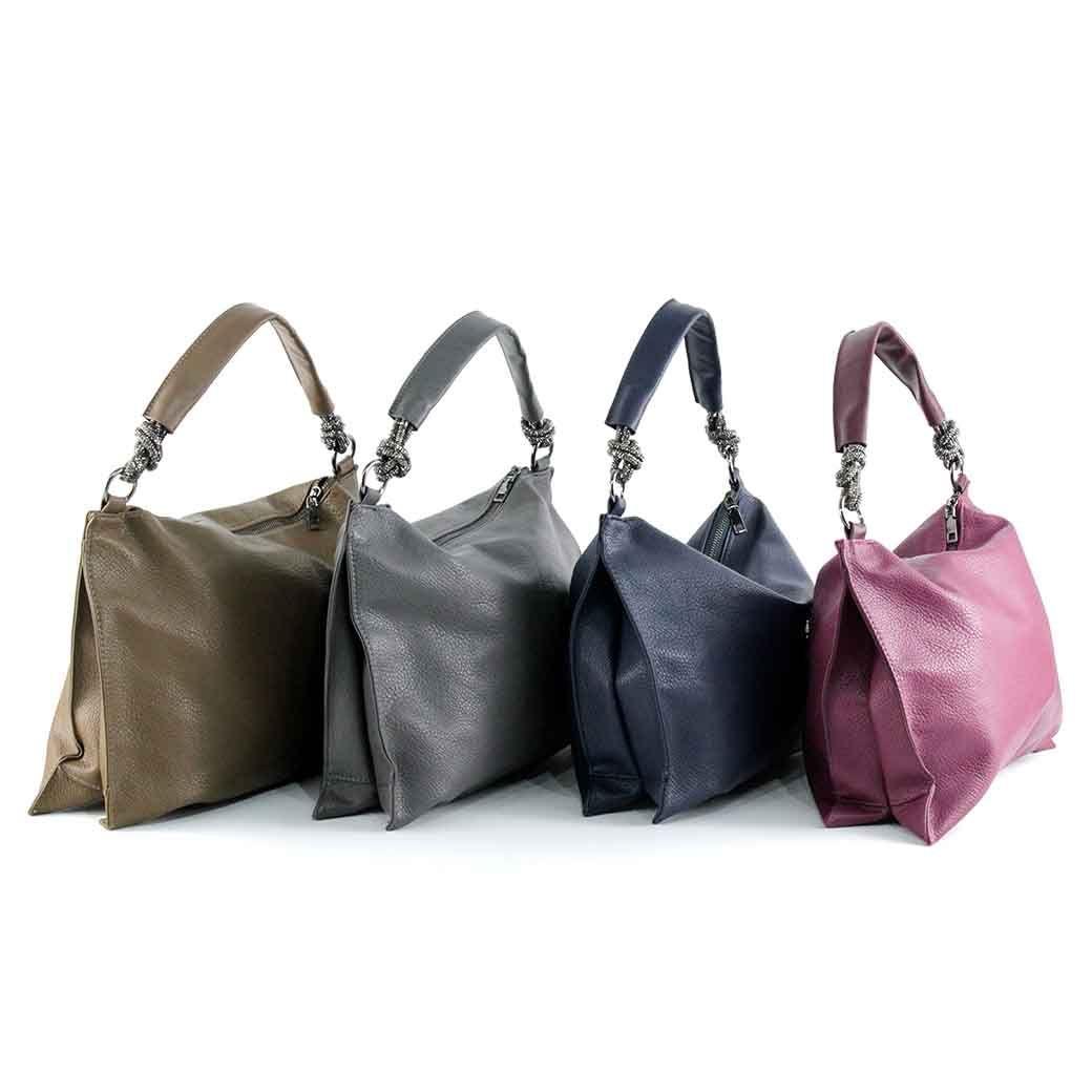 Cartera Ecocuero Porosa 524 Mujer Gris Mailea-5