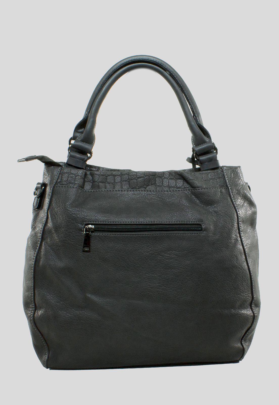 Cartera Lisa Y Coc Con Piel Gris-2