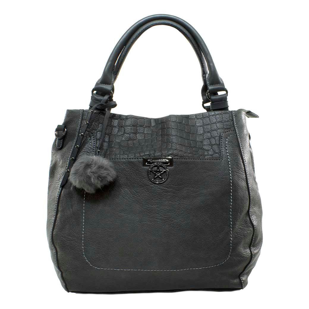 Cartera Lisa Y Coc Con Piel Gris-0