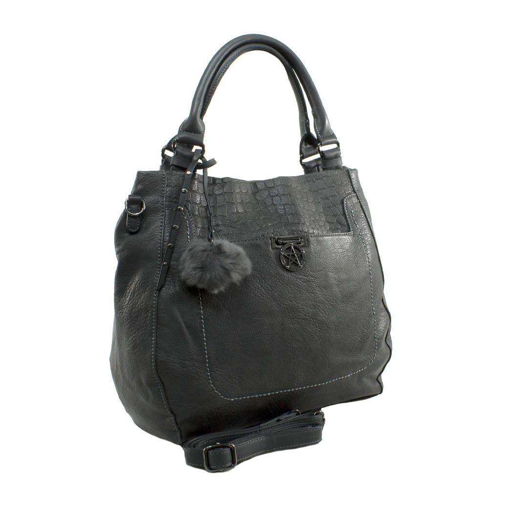 Cartera Lisa Y Coc Con Piel Gris-1