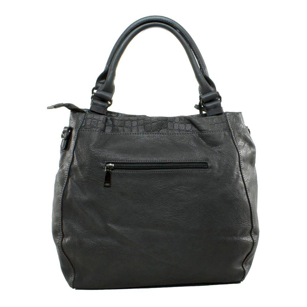 Cartera Lisa Y Coc Con Piel Gris-2