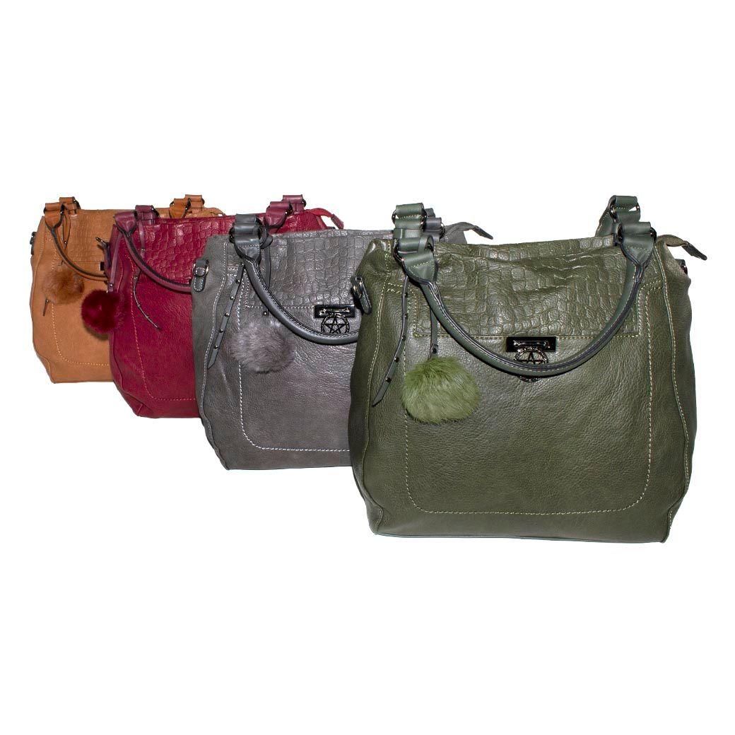 Cartera Lisa Y Coc Con Piel Gris-5