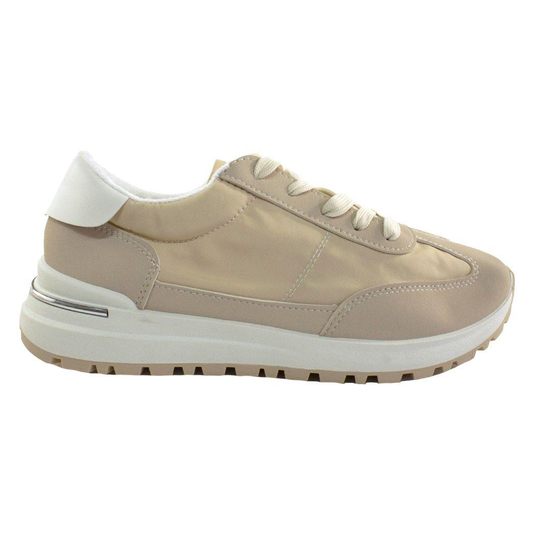 Zapatilla Tela Impermeable Beige-1