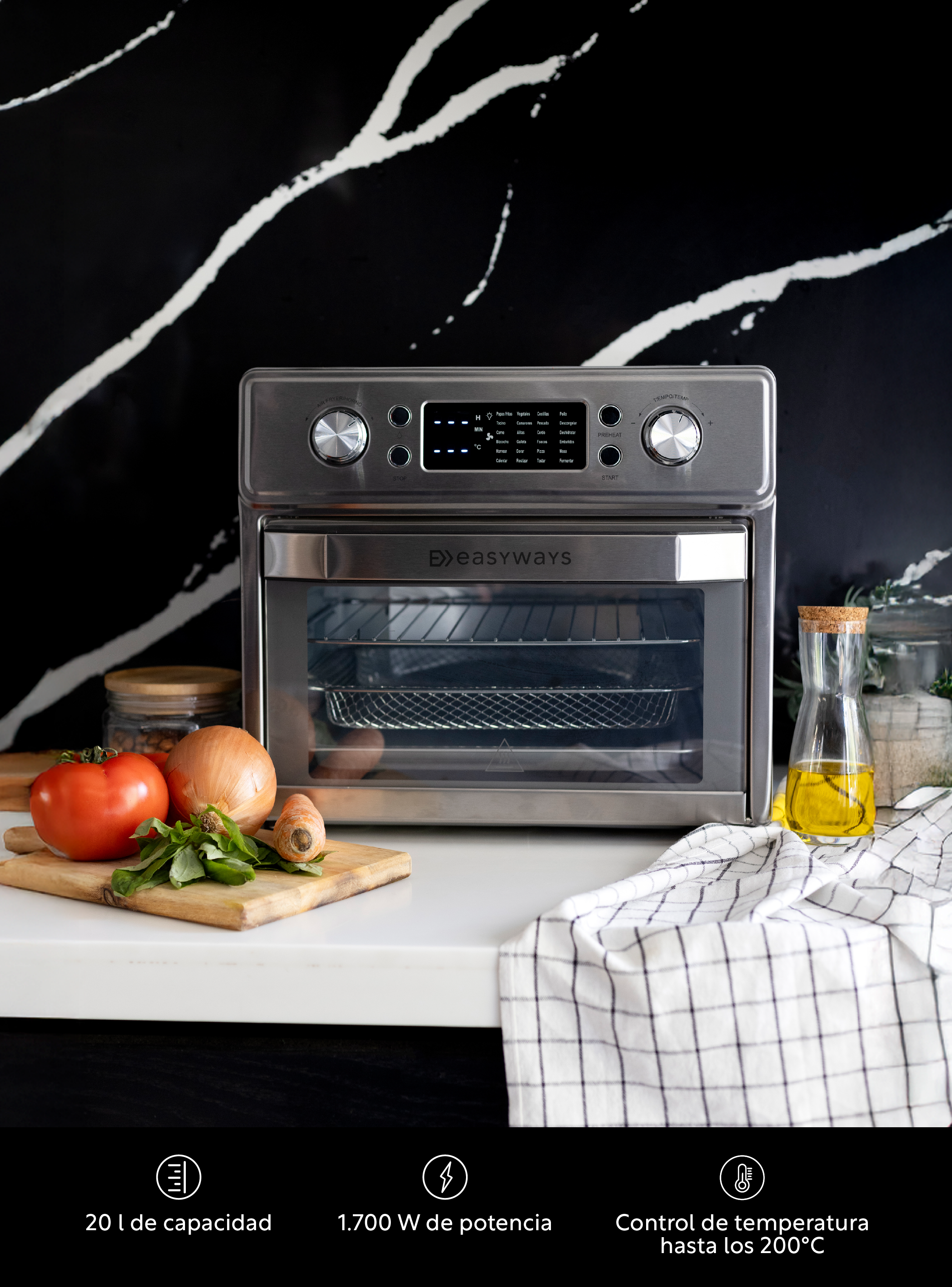 Horno Freidora de Aire Air Fryer Gourmet Pro 20 L EasyWays-4