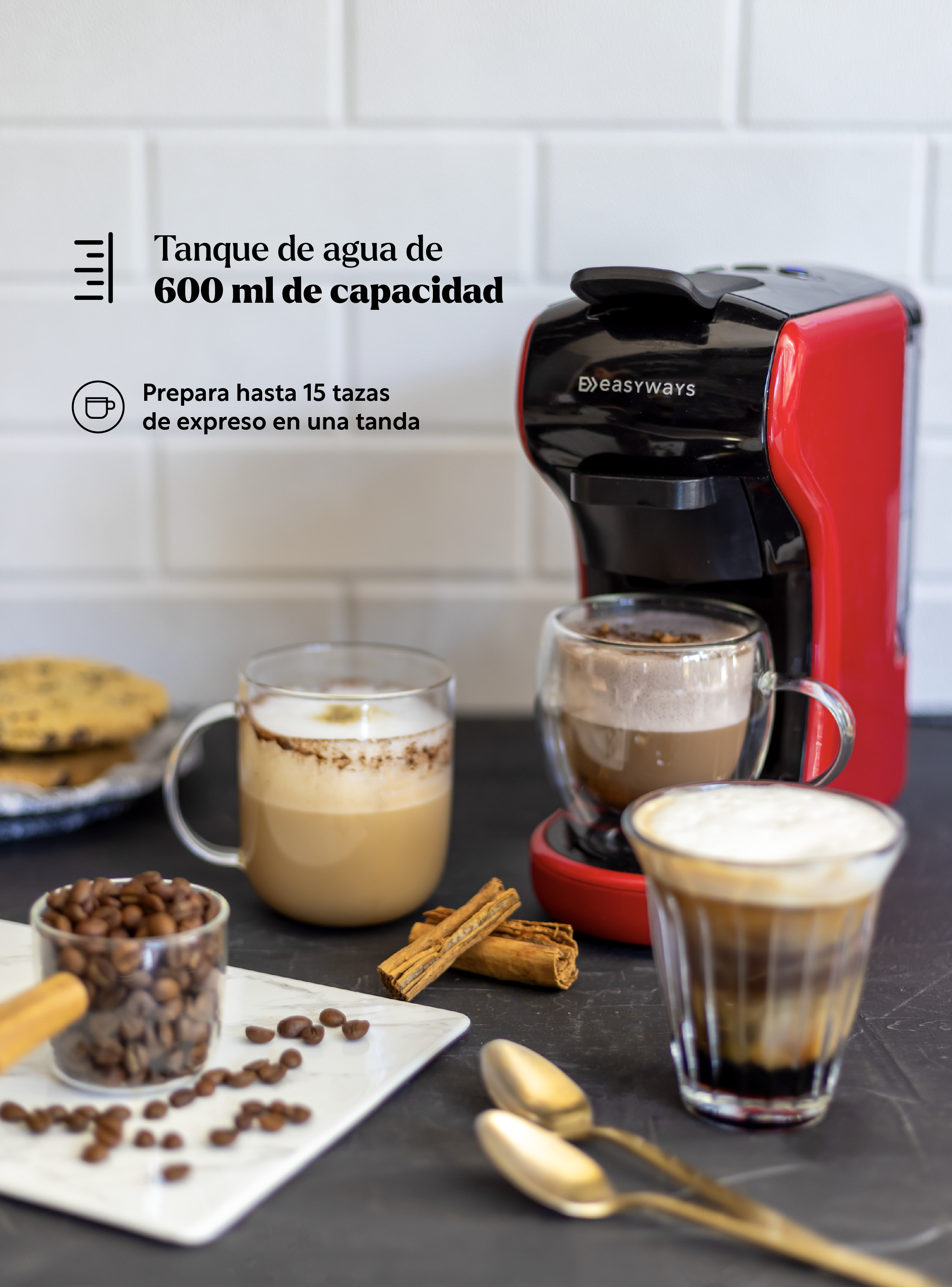 Cafetera Expresso Milano Coffee 3 En 1 Rojo-3