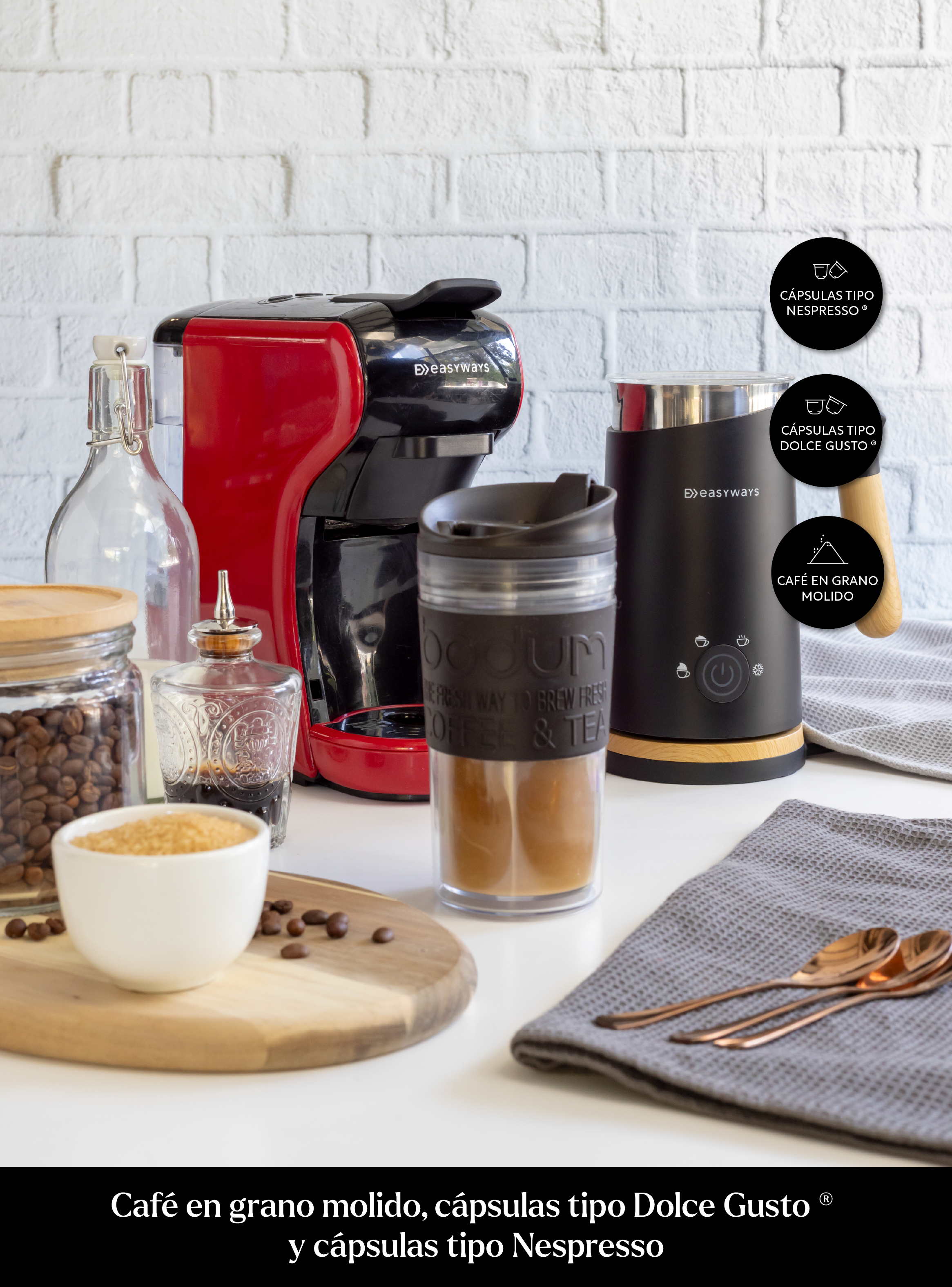 Cafetera Expresso Milano Coffee 3 En 1 Rojo-4