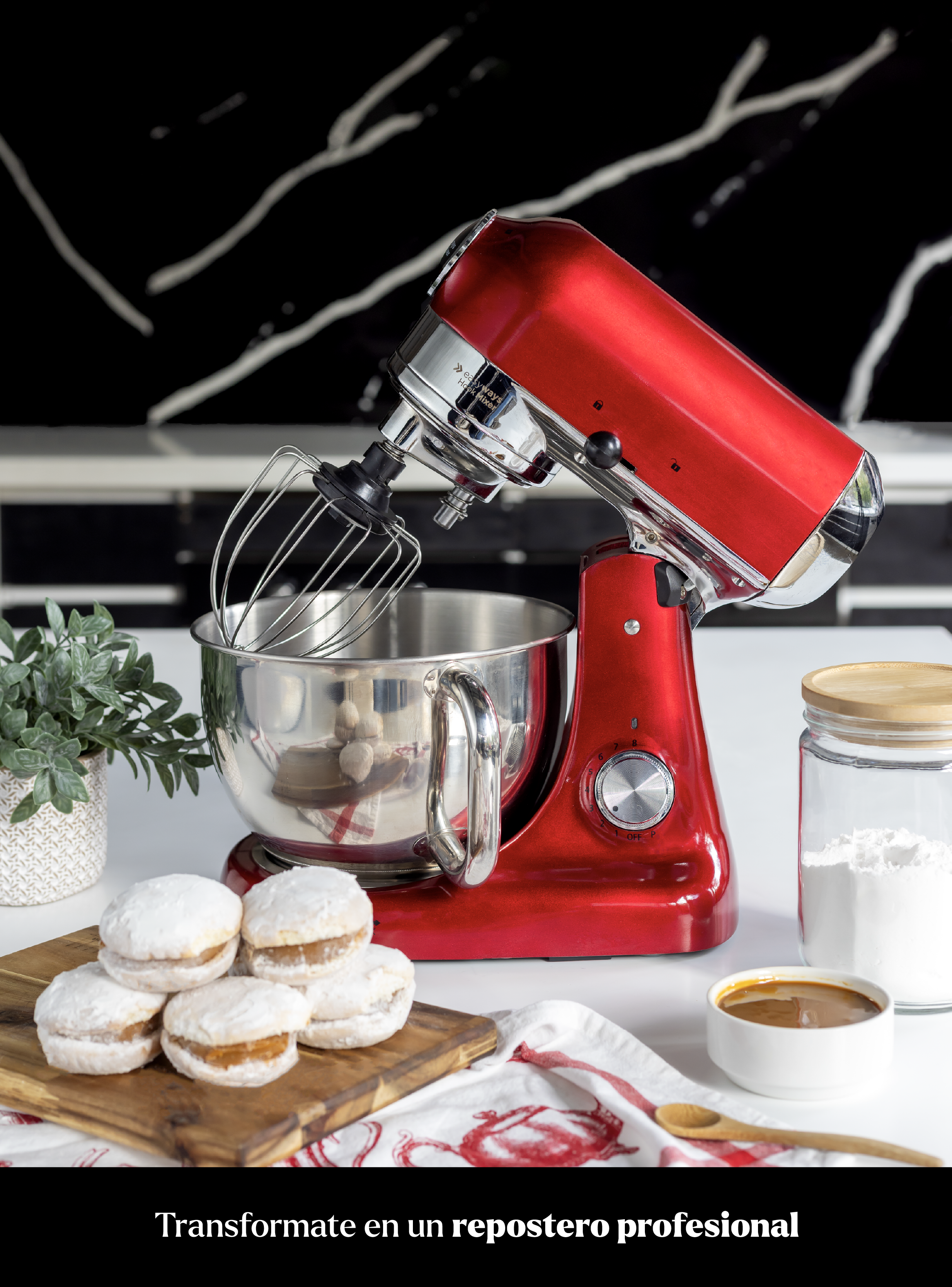 Batidora De Pedestal Hook Mixer Rojo-4