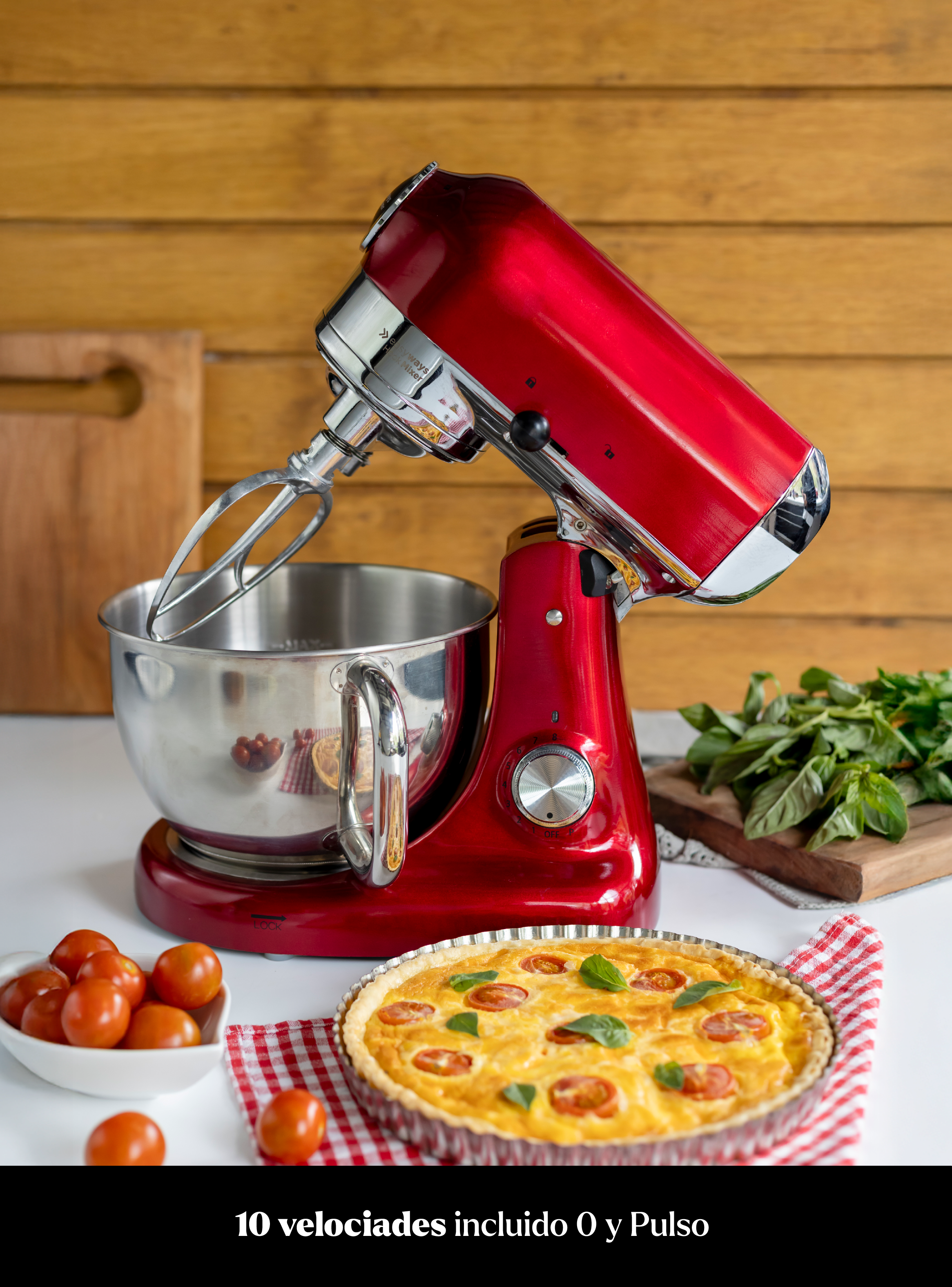 Batidora De Pedestal Hook Mixer Rojo-5