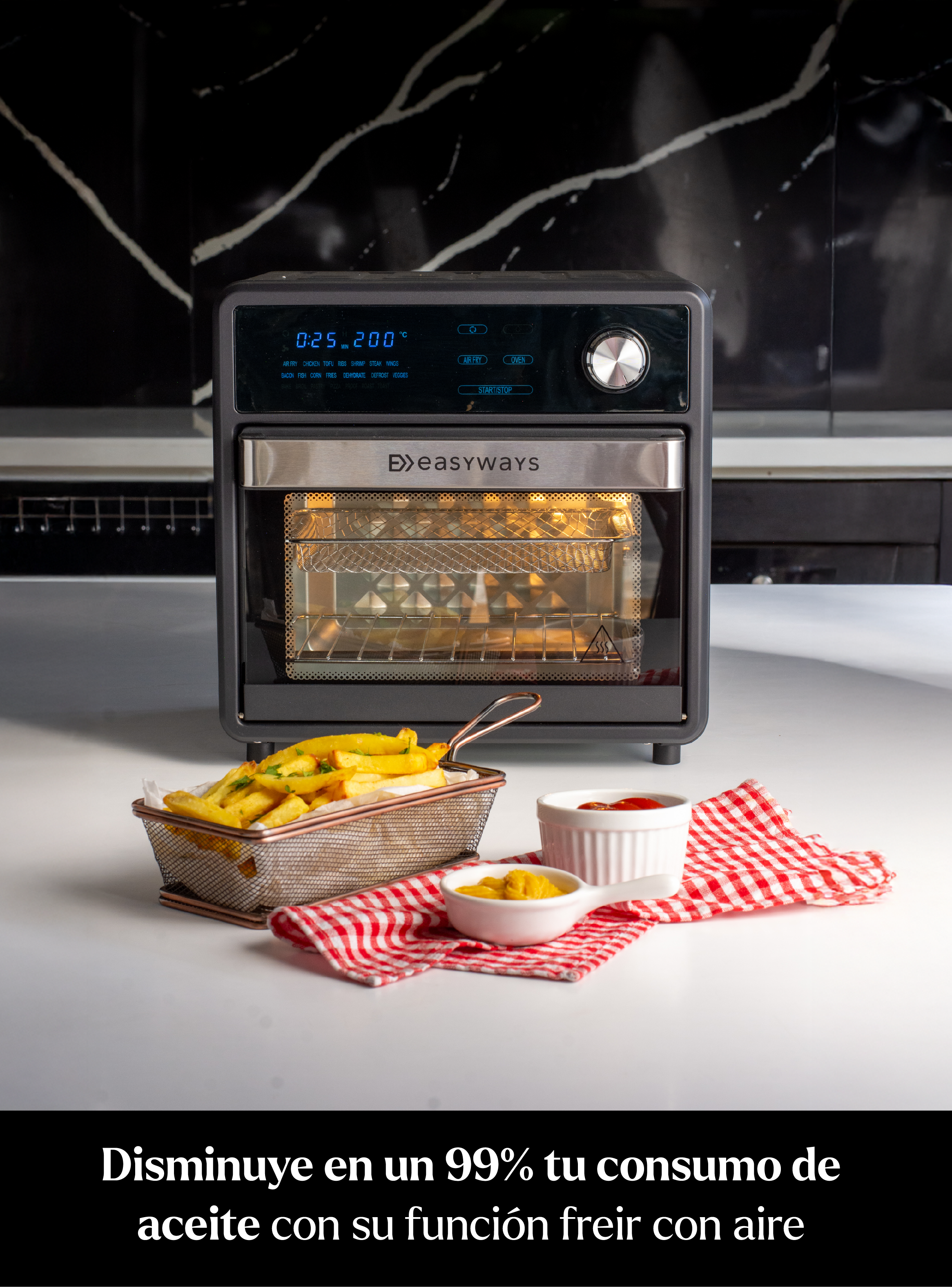 Horno Freidora de Aire Air fryer Crunch 15 L EasyWays-4