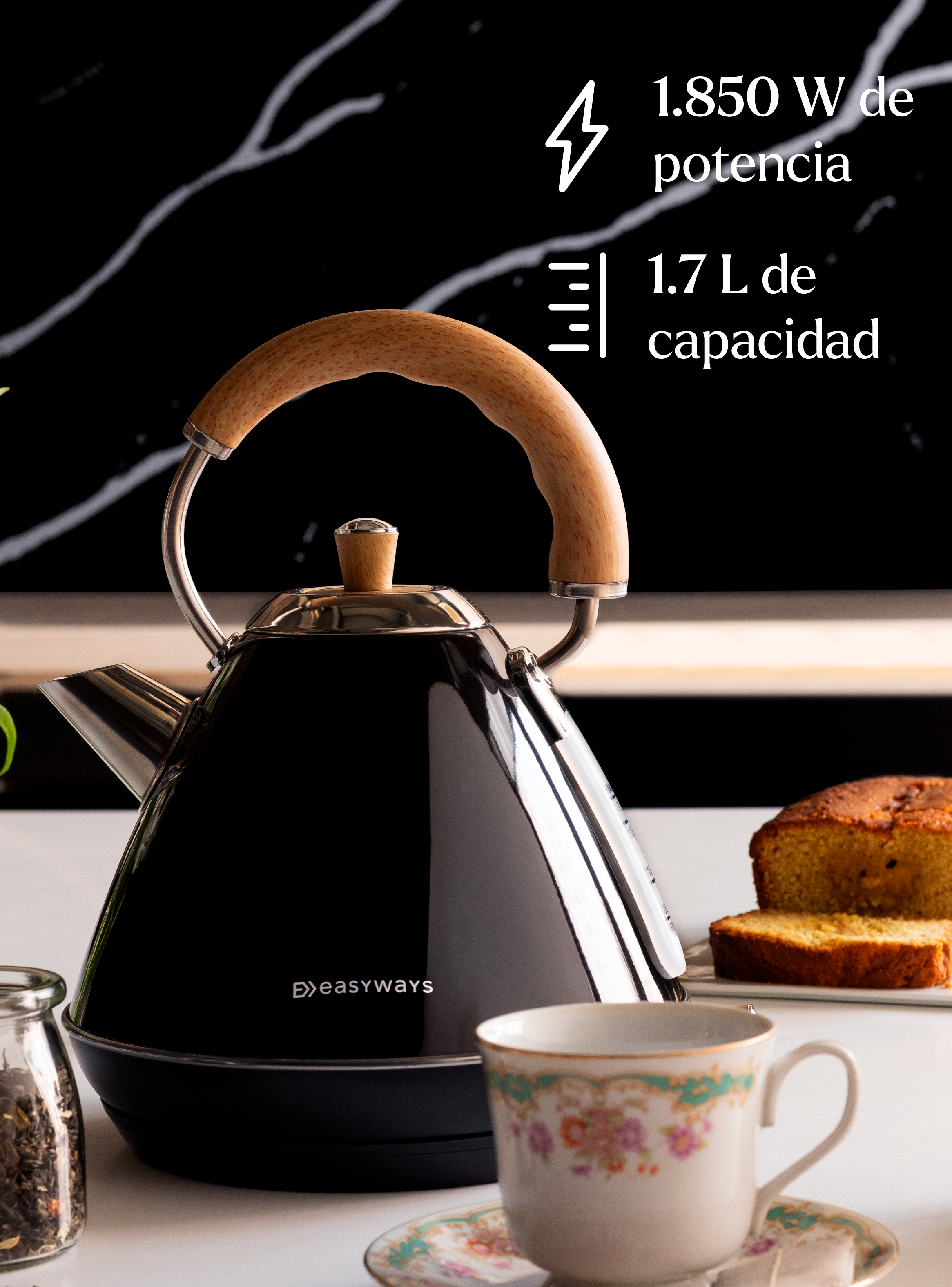 Hervidor Design Negro 1,7 L EasyWays-2