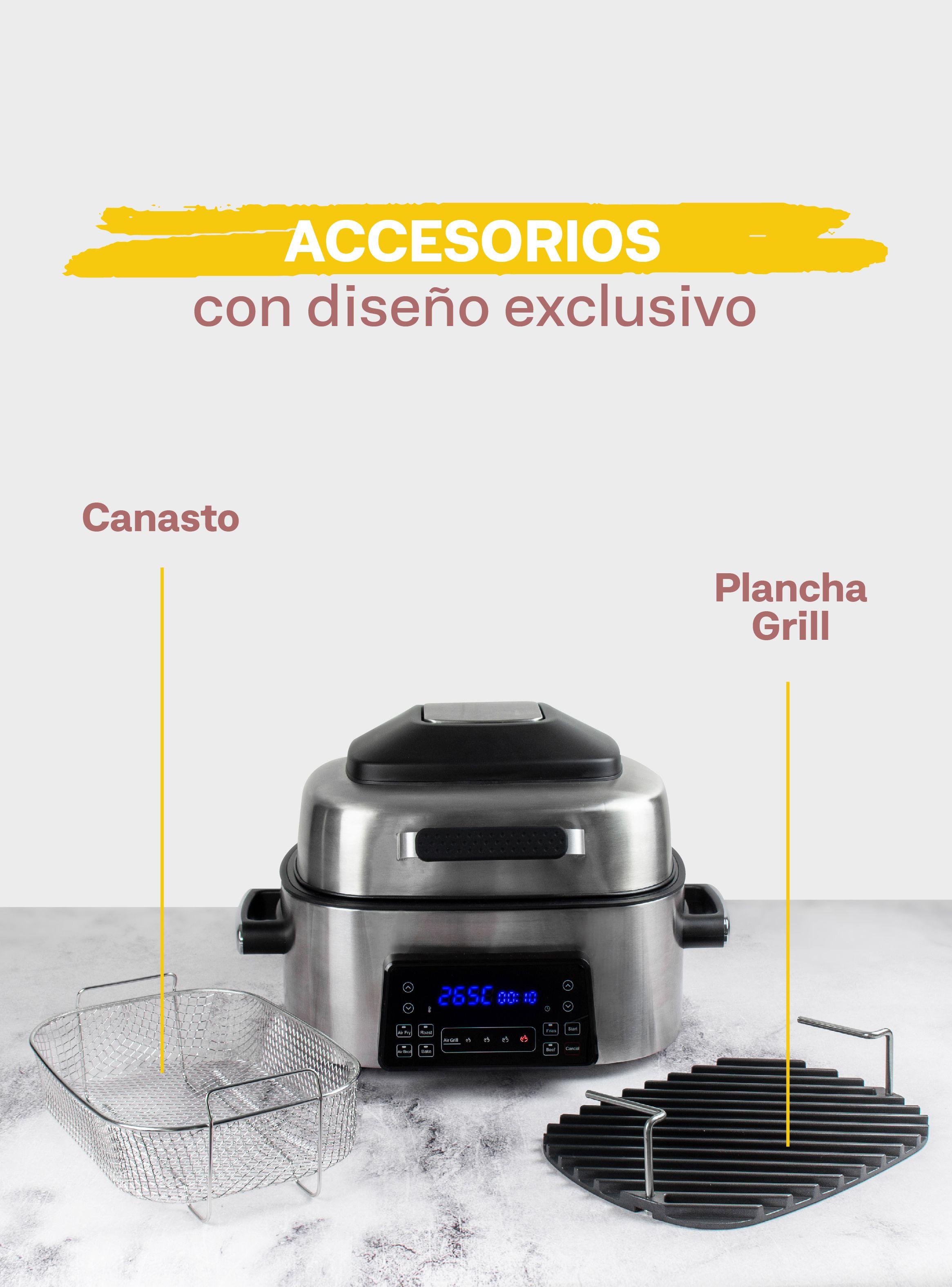 Easyways Parrilla Freidora De Aire Air Fryer Gril 6lts Acero-4