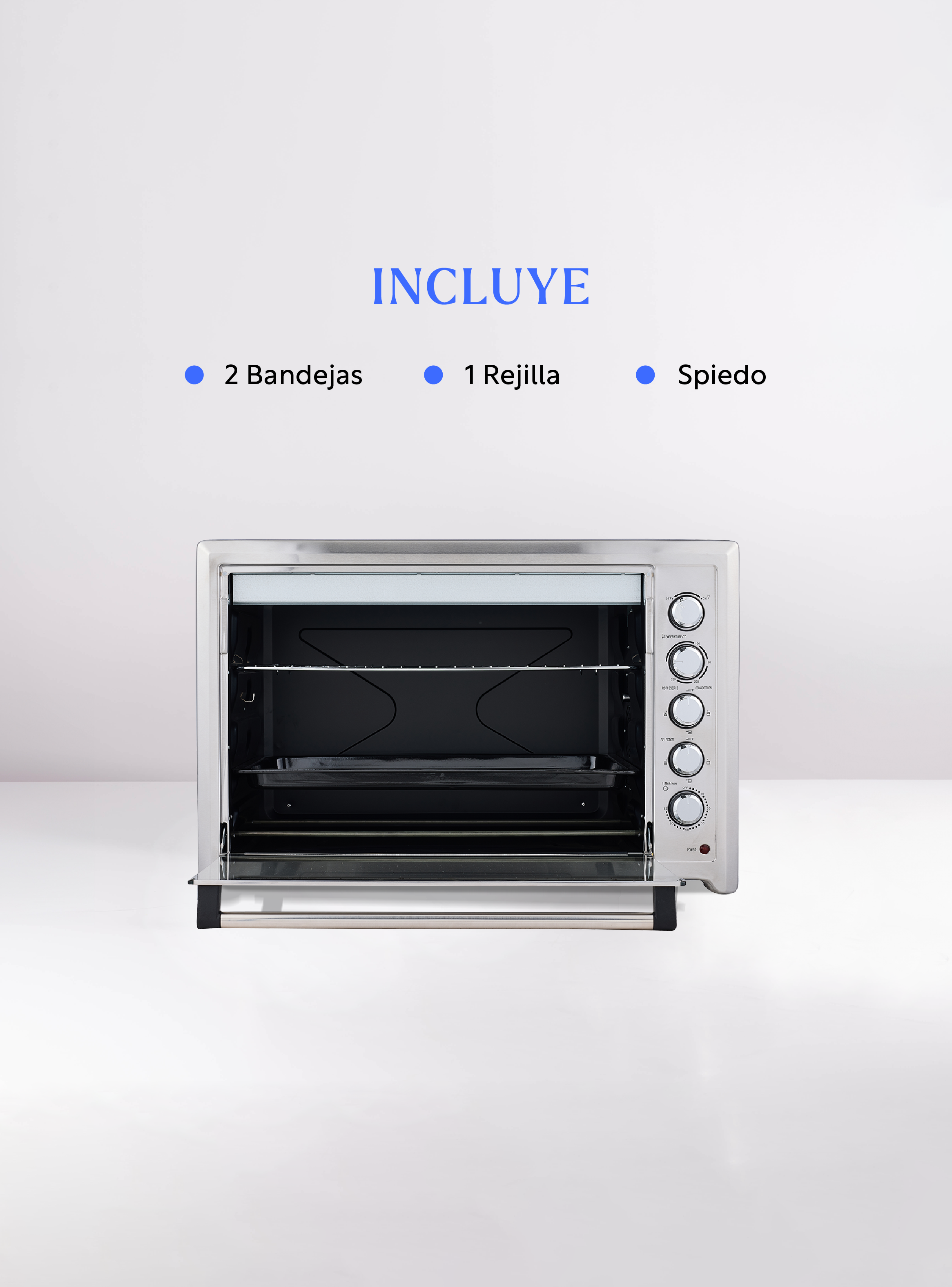 Horno eléctrico Oven Master 100 L + Convección y Spiedo-2