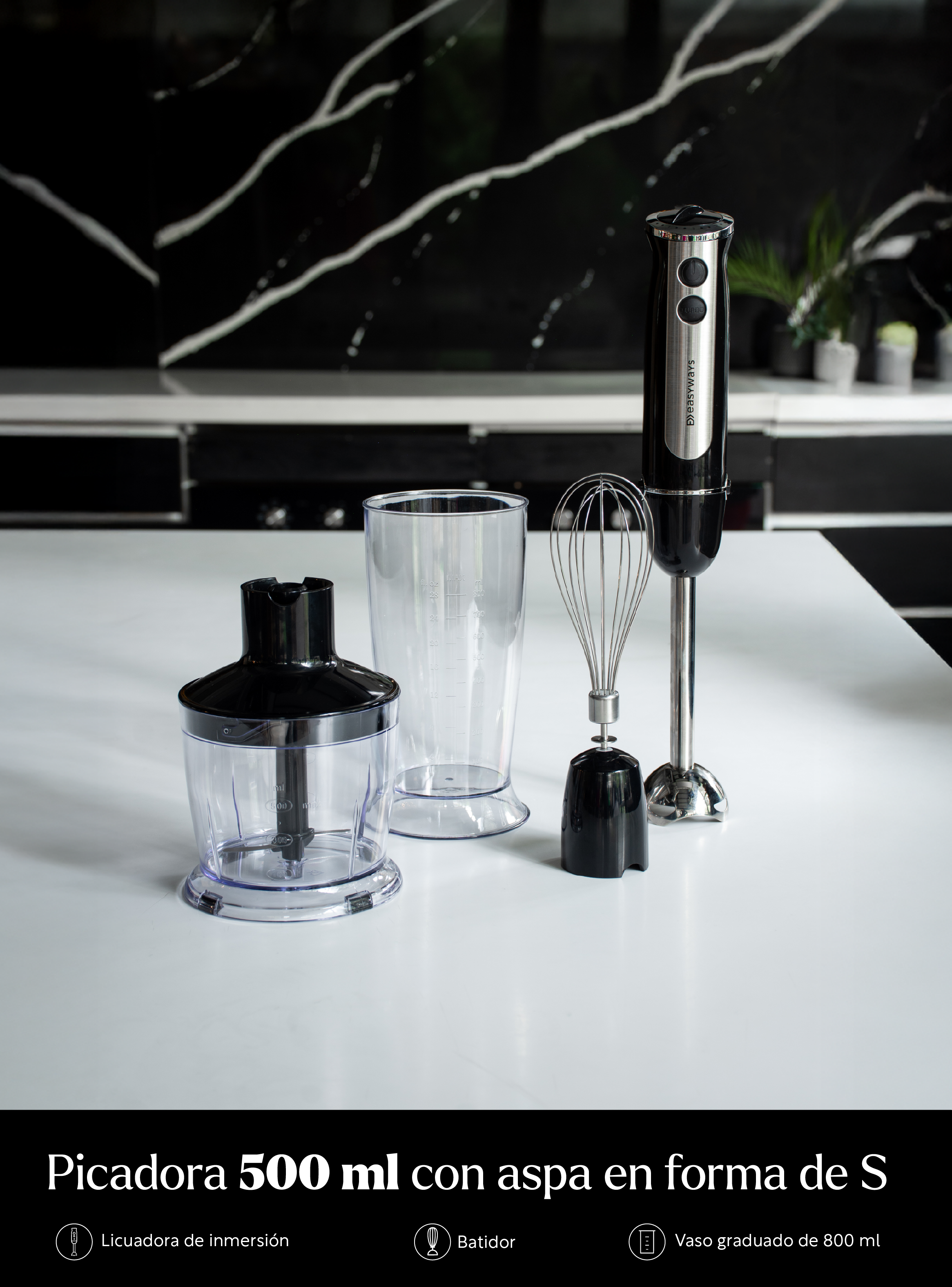 Batidora de Inmersión Minipimer Black EasyWays-2