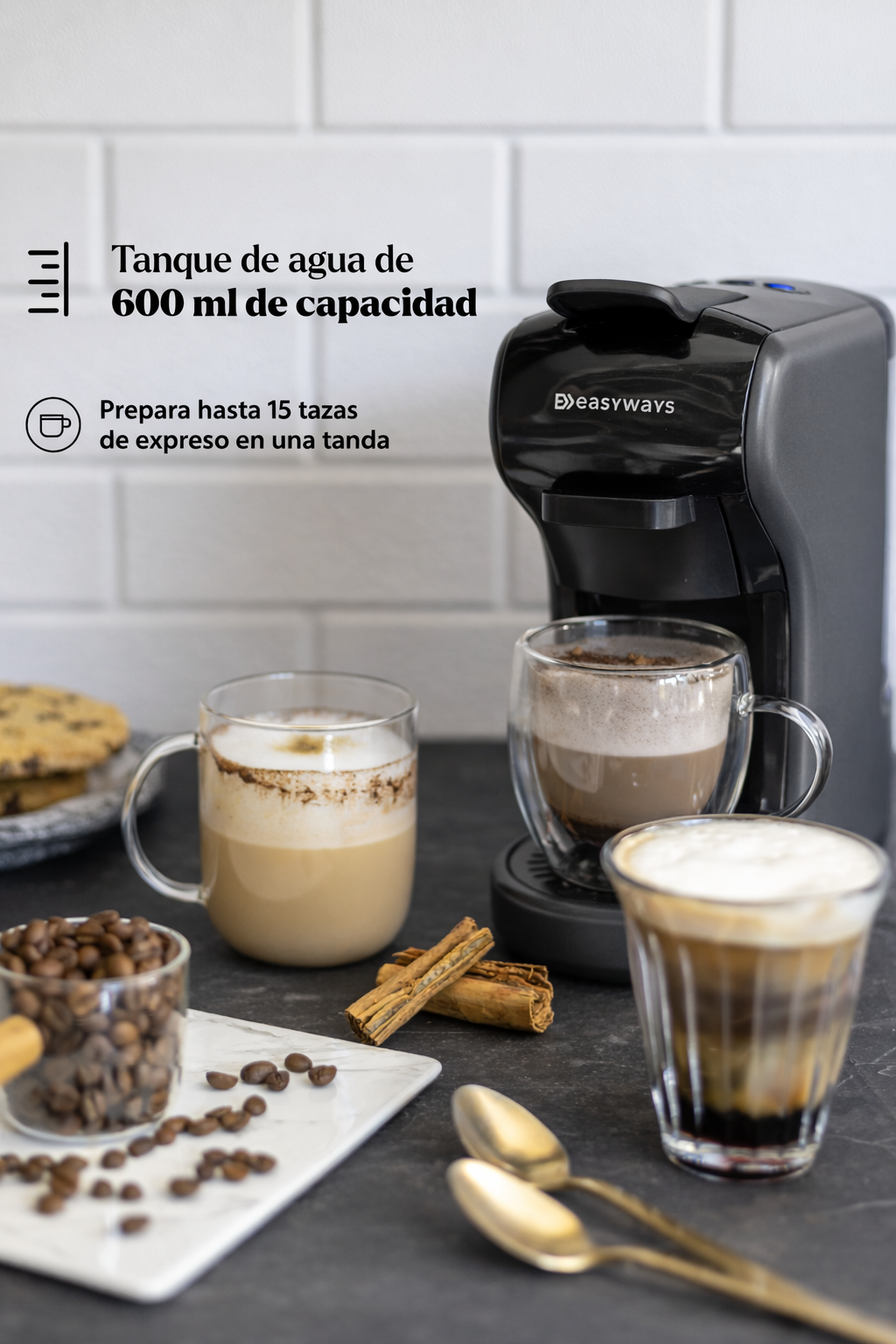 Cafetera Expresso Milano Coffee 3 En 1 Gris-4