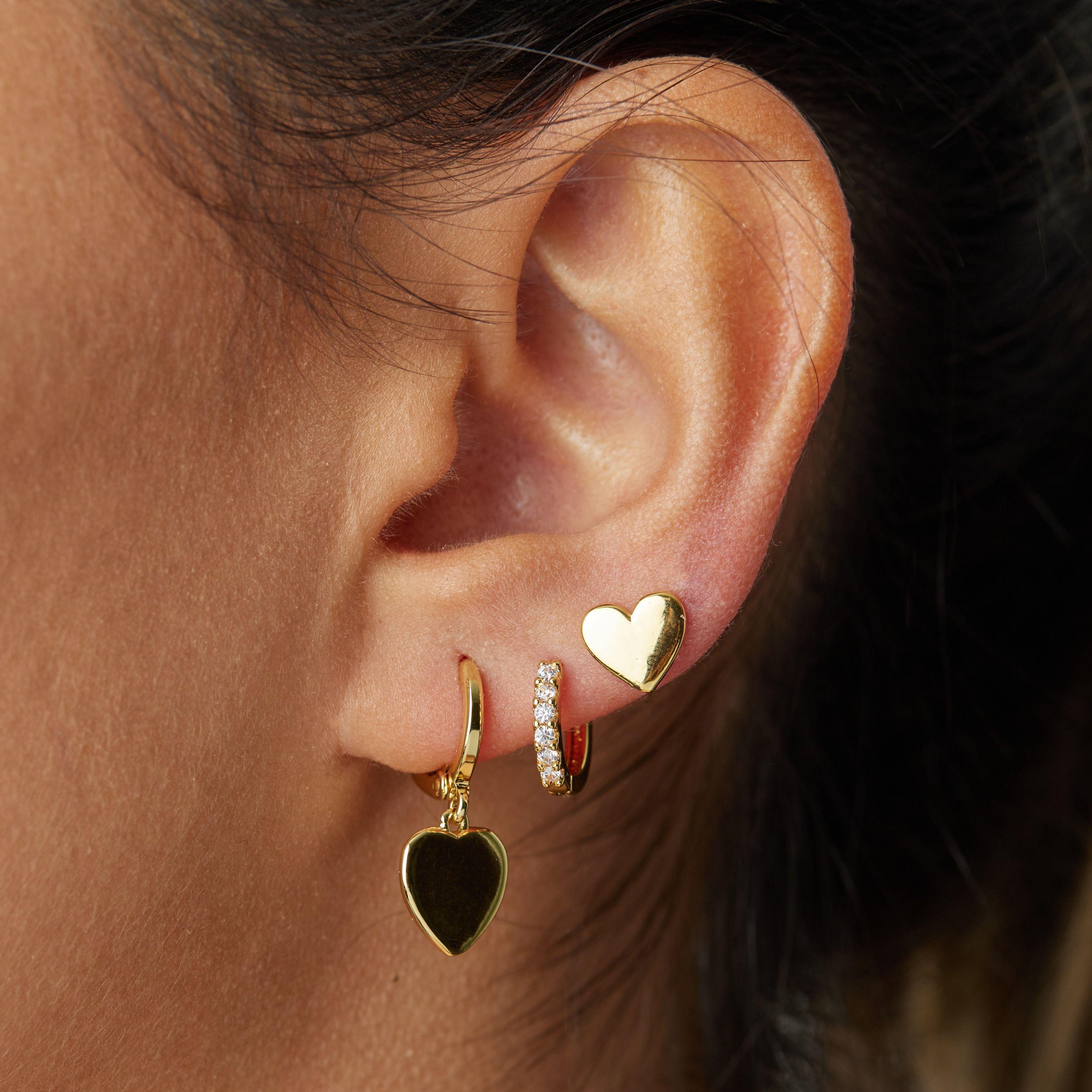 Aros Argollas Corazón bañados en oro Hadara Joyas-1