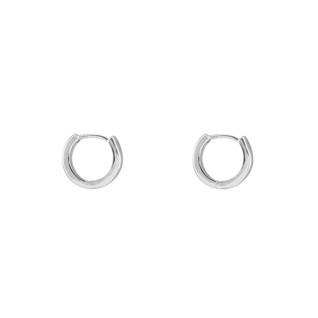 Argollas Lisas 10mm bañadas en oro blanco Boaz Joyas-0