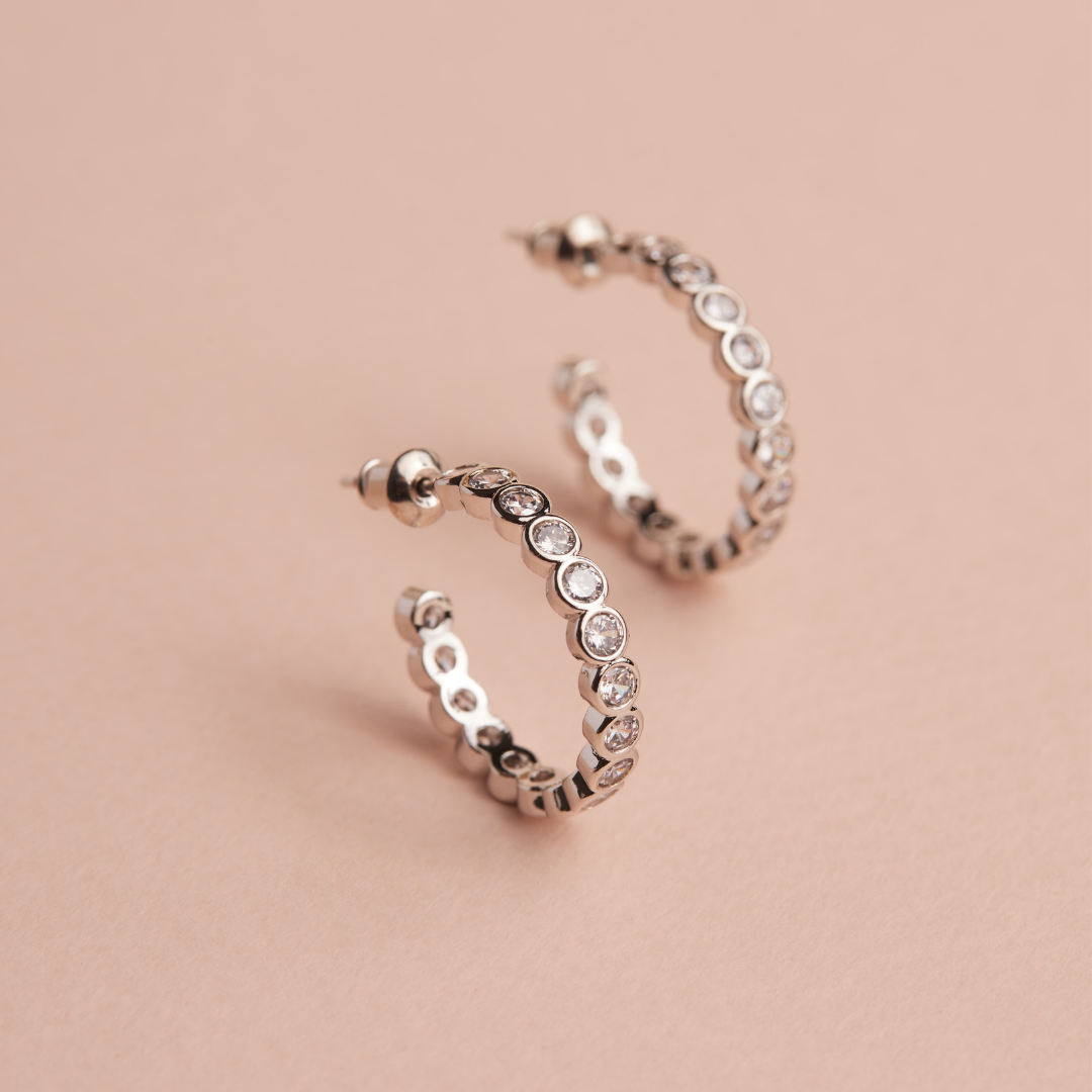 Aros Mujer Argollas Bombai Plateadas Bañadas en Oro Blanco Boaz Joyas-3