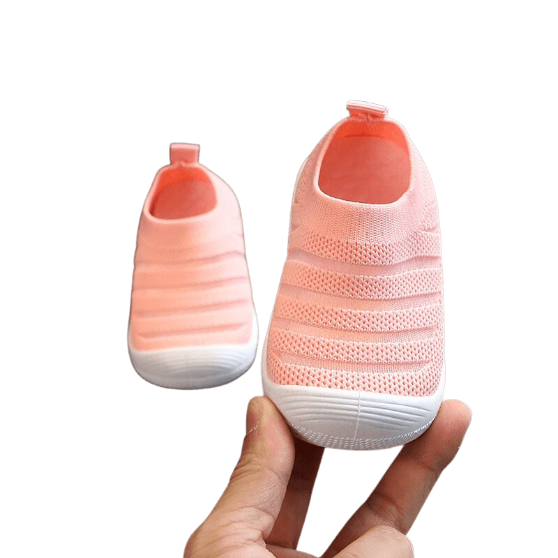 Zapatos bebe de tela malla transpirables rosa-0