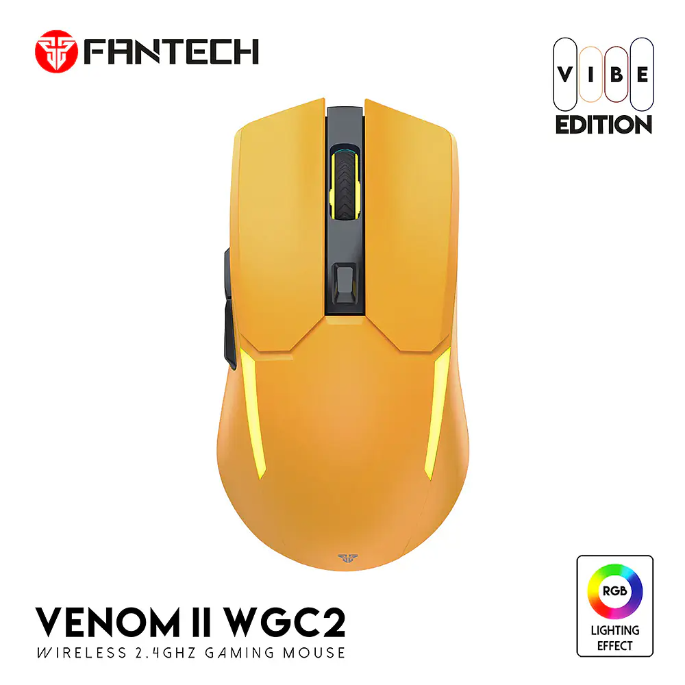 Mouse Gamer inalámbrico Fantech WGC2 VENOM II Color Amarillo-4