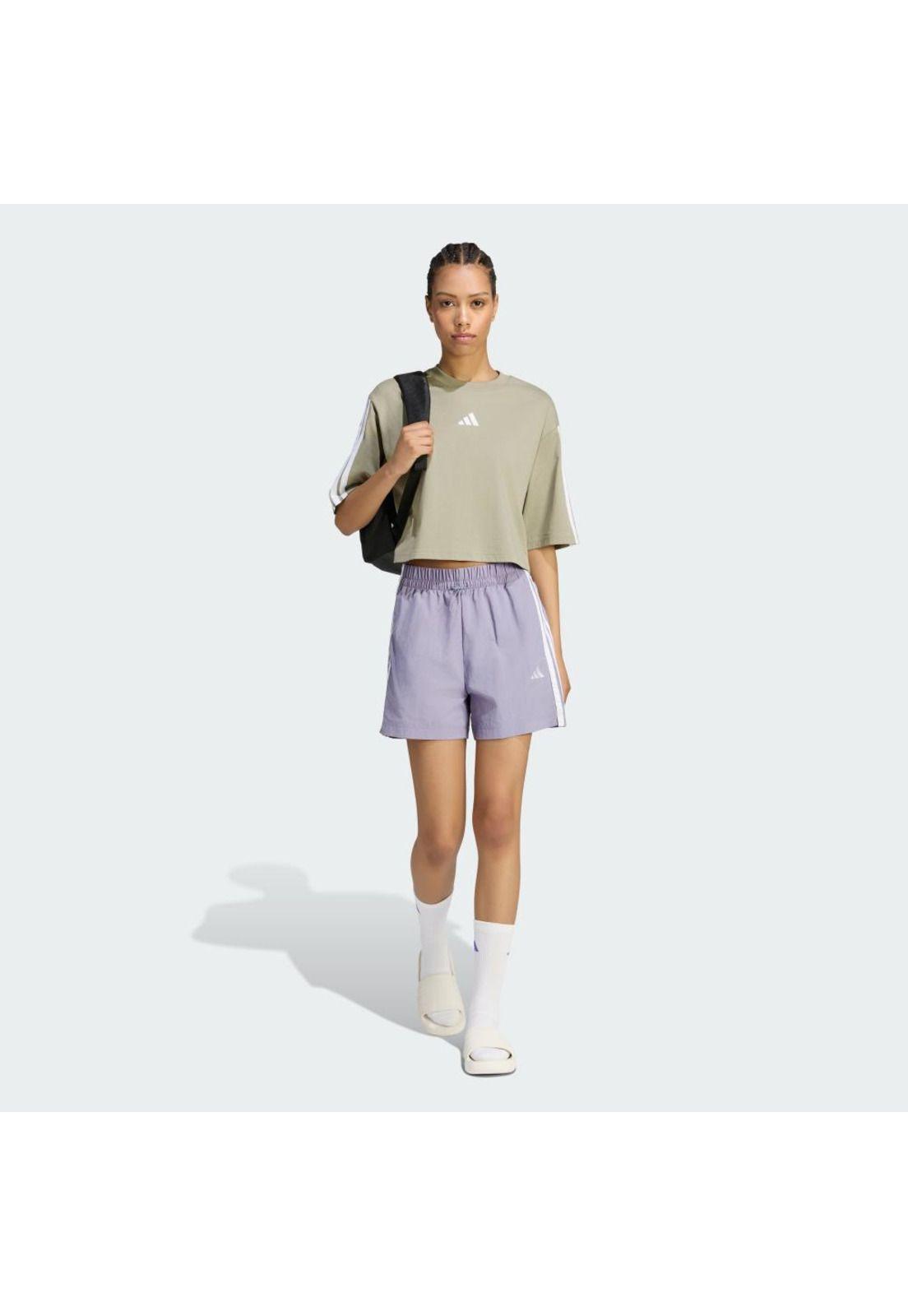 Polera adidas holgada de algodón Essentials con las 3 Tiras-3