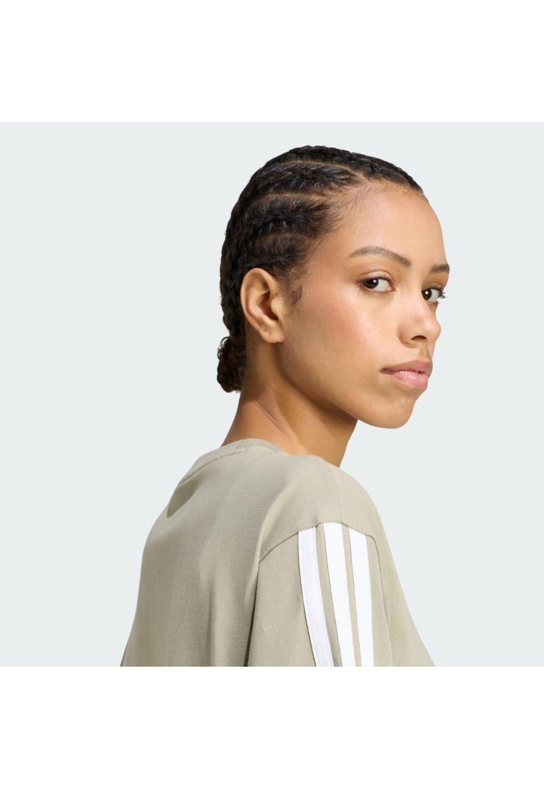 Polera adidas holgada de algodón Essentials con las 3 Tiras-5