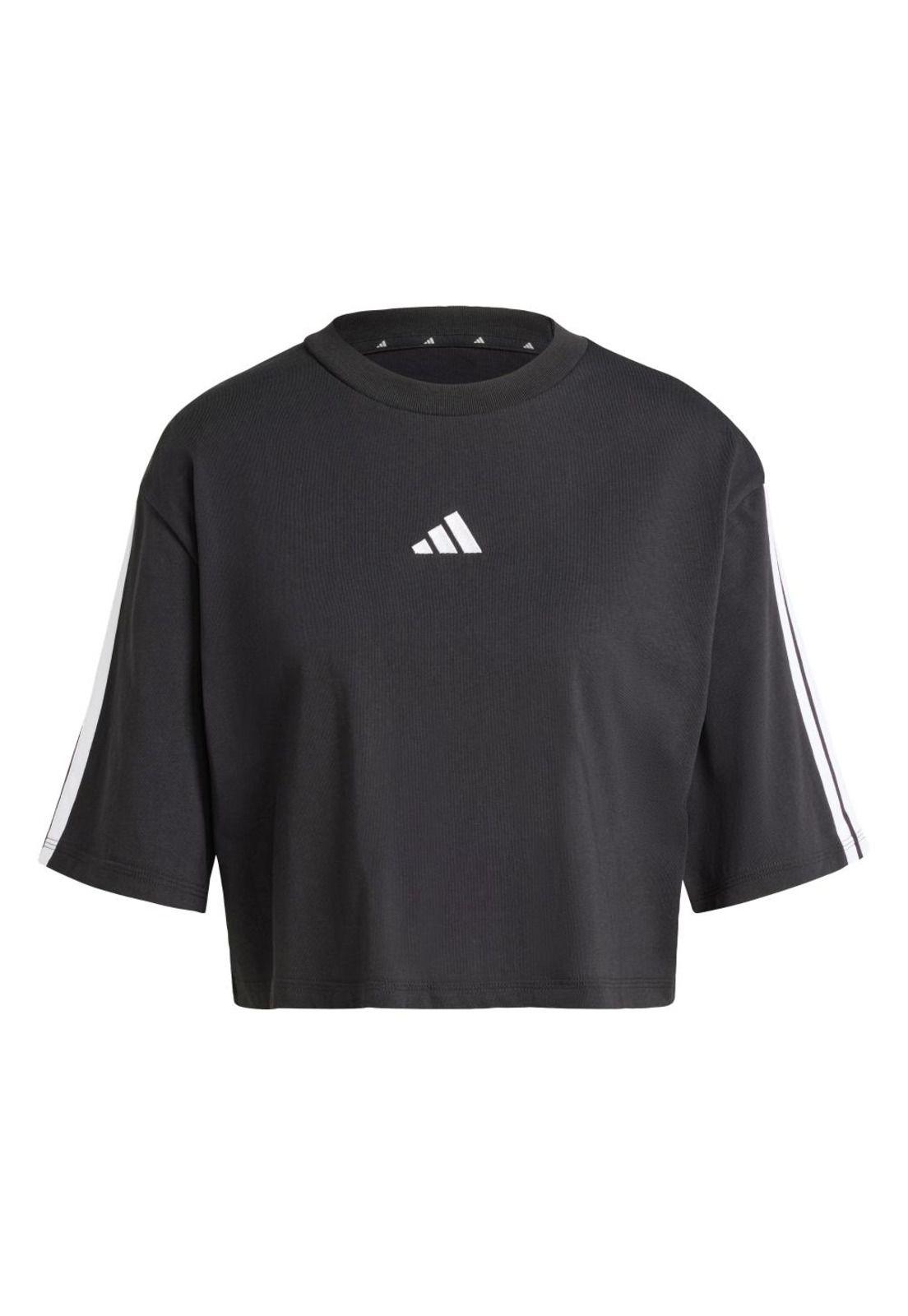 Polera adidas holgada de algodón Essentials con las 3 Tiras-0